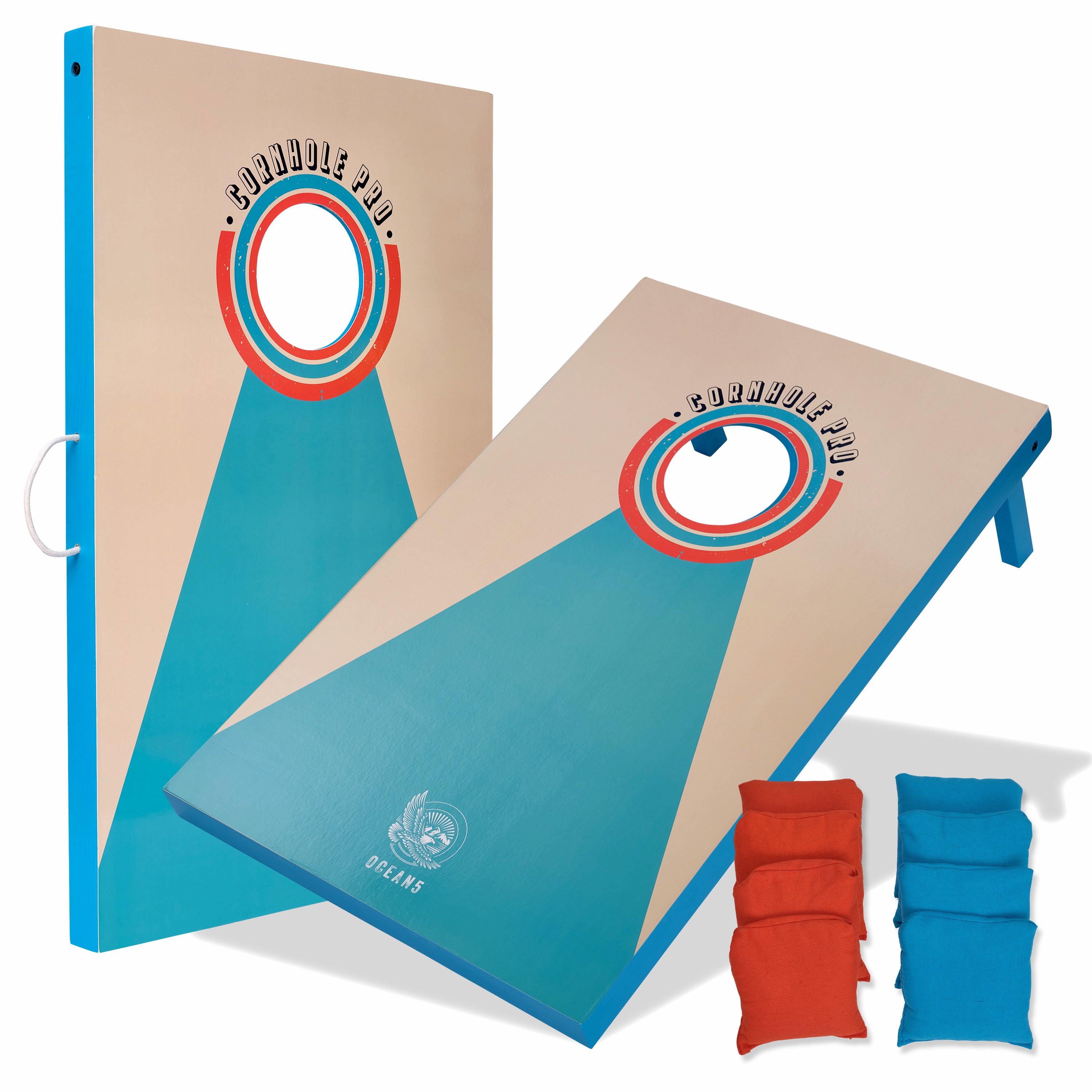 Ocean 5 - Cornhole Pro - Jeu original de trou borgne, le classique des États-Unis - Bleu