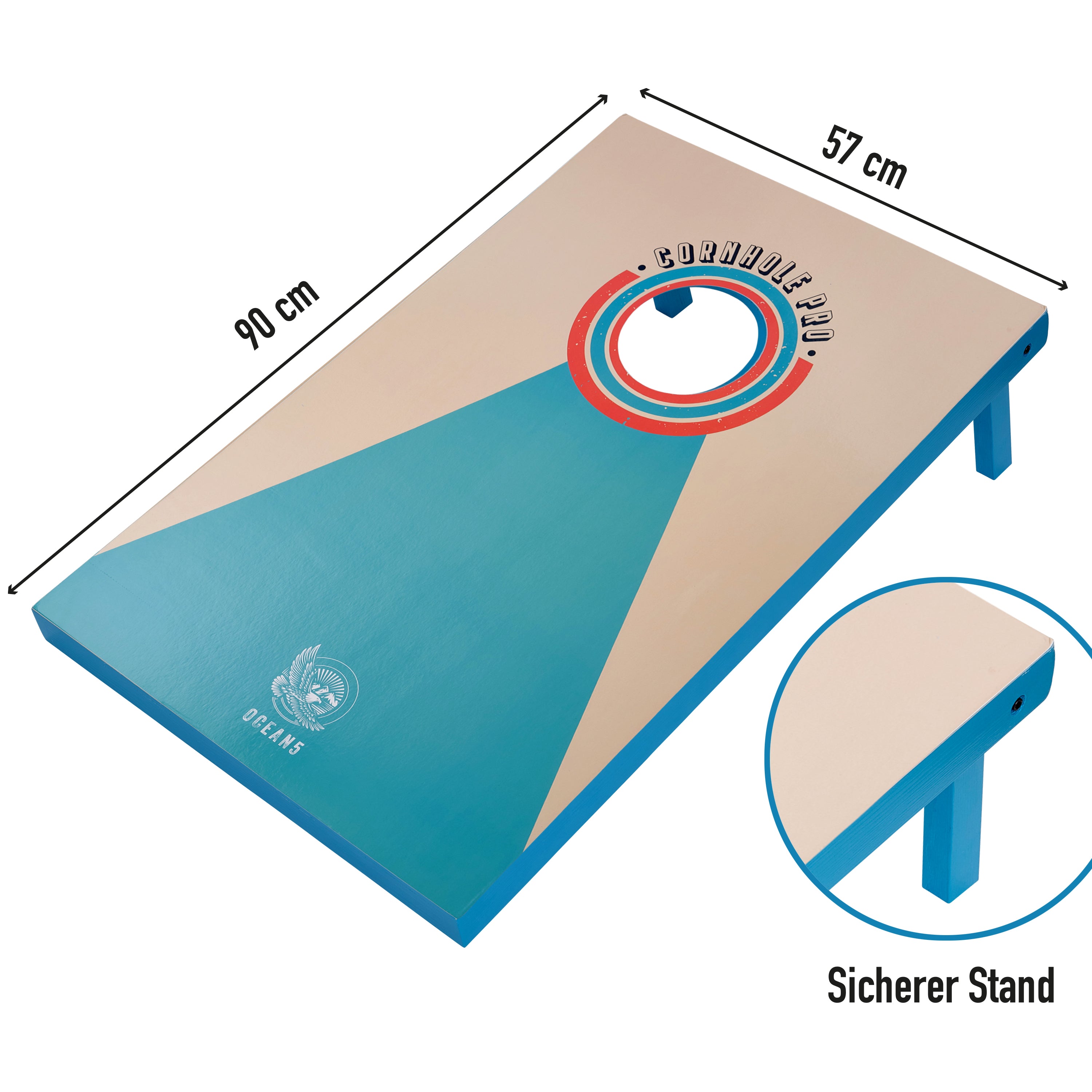 Ocean 5 - Cornhole Pro - Jeu original de trou borgne, le classique des États-Unis - Bleu