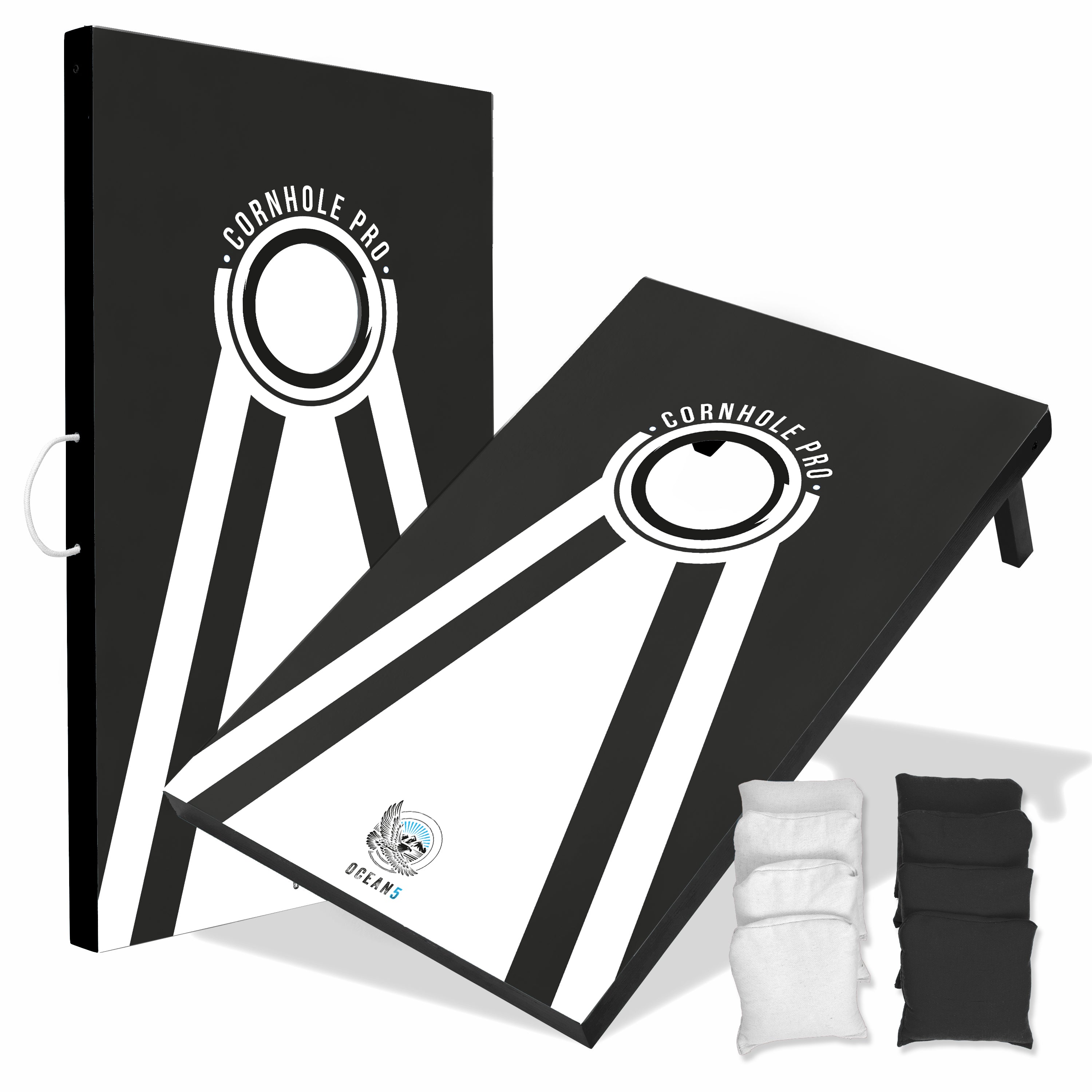 Ocean 5 - Cornhole Pro - Jeu original de trou borgne, le classique des États-Unis - Noir