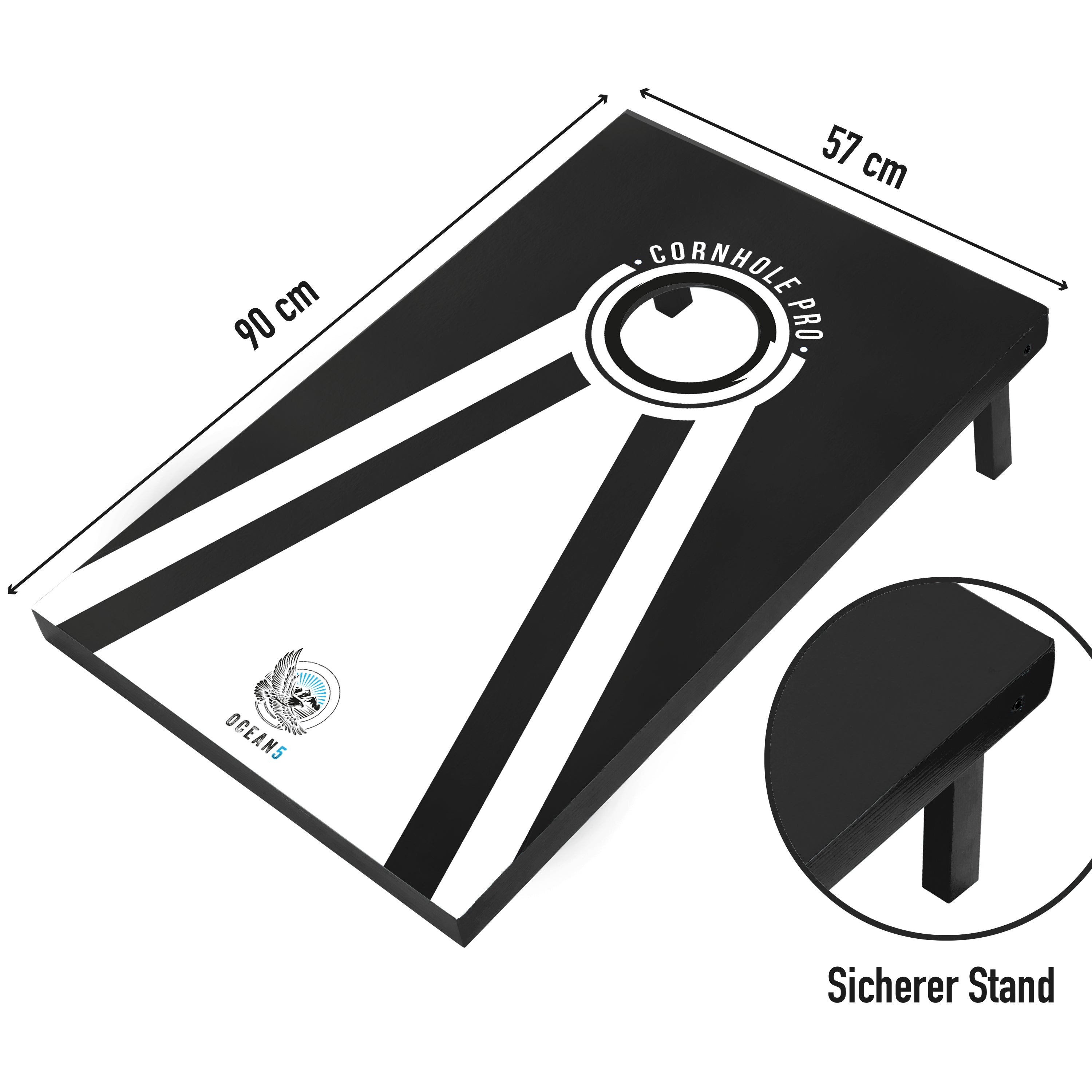 Ocean 5 - Cornhole Pro - Jeu original de trou borgne, le classique des États-Unis - Noir