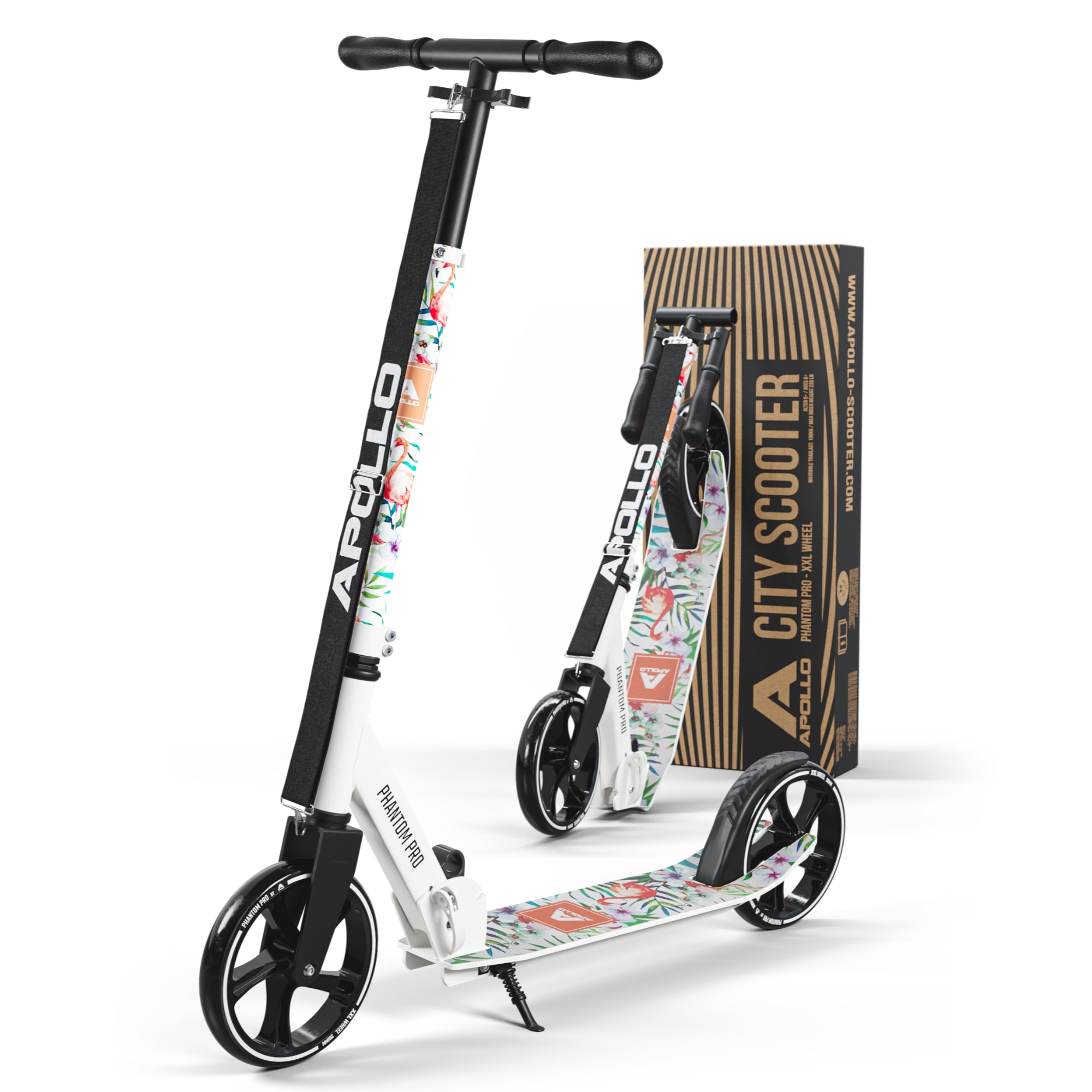Apollo - Trottinette avec roues XXL Phantom pour adultes et enfants - 200mm - Flamingo