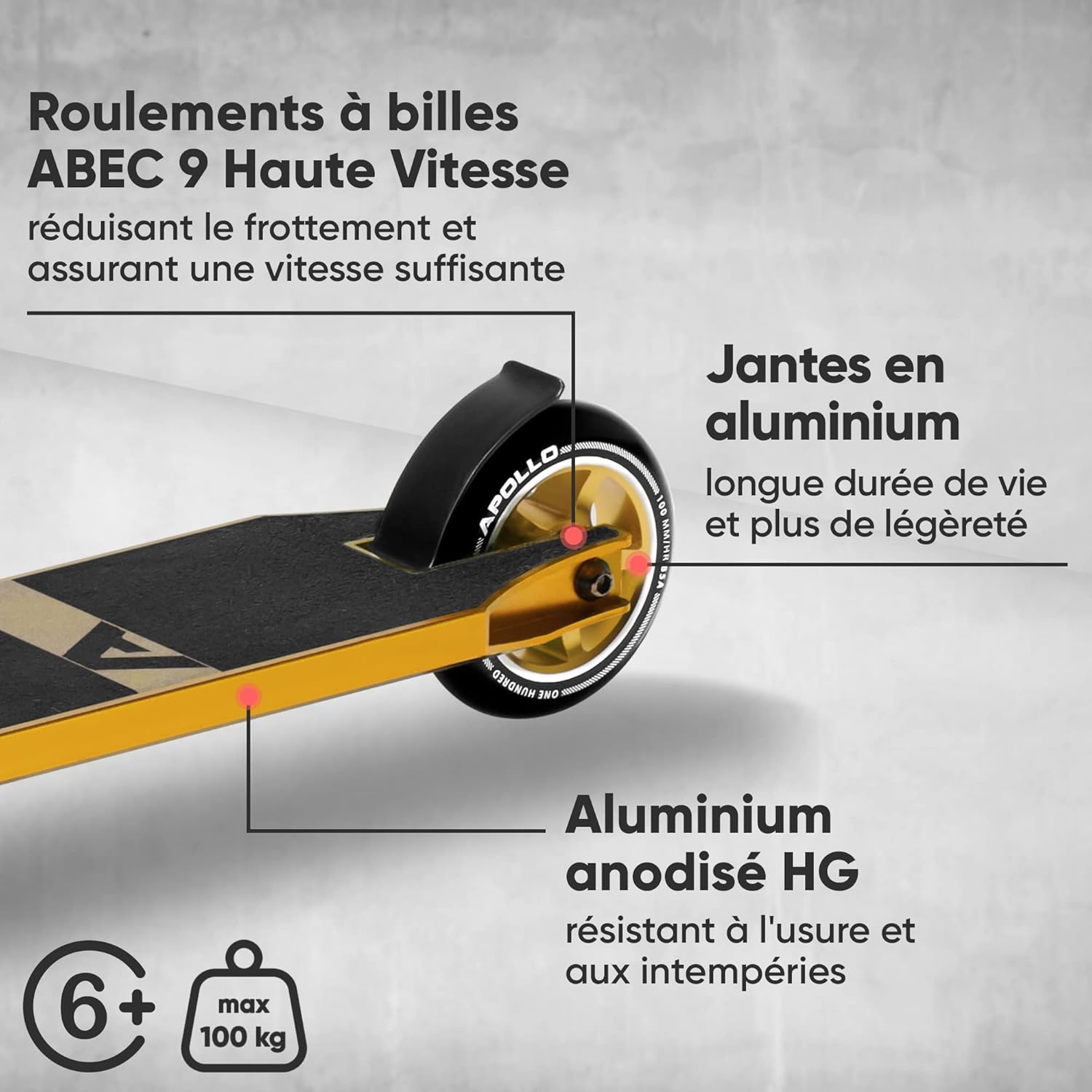 Apollo - Stunt Scooter - Star Pro - HighQuality eloxierter Profi Stunt Scooter - Or