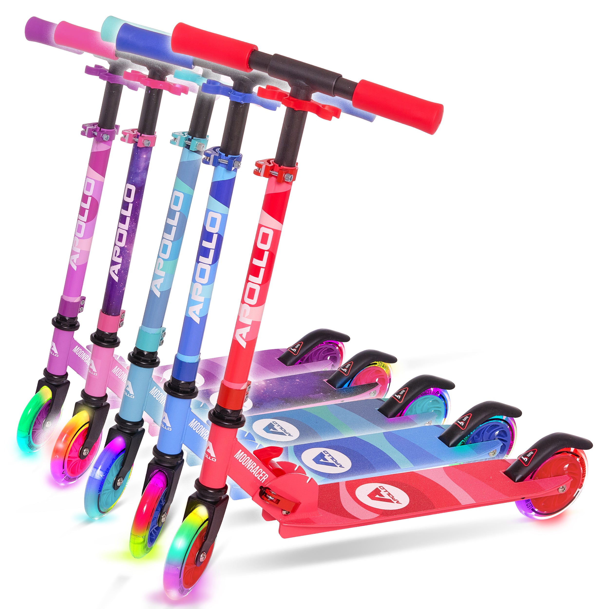 Apollo - Trottinette enfants à LED - Moonracer - Trottinette pour enfants avec suspension -