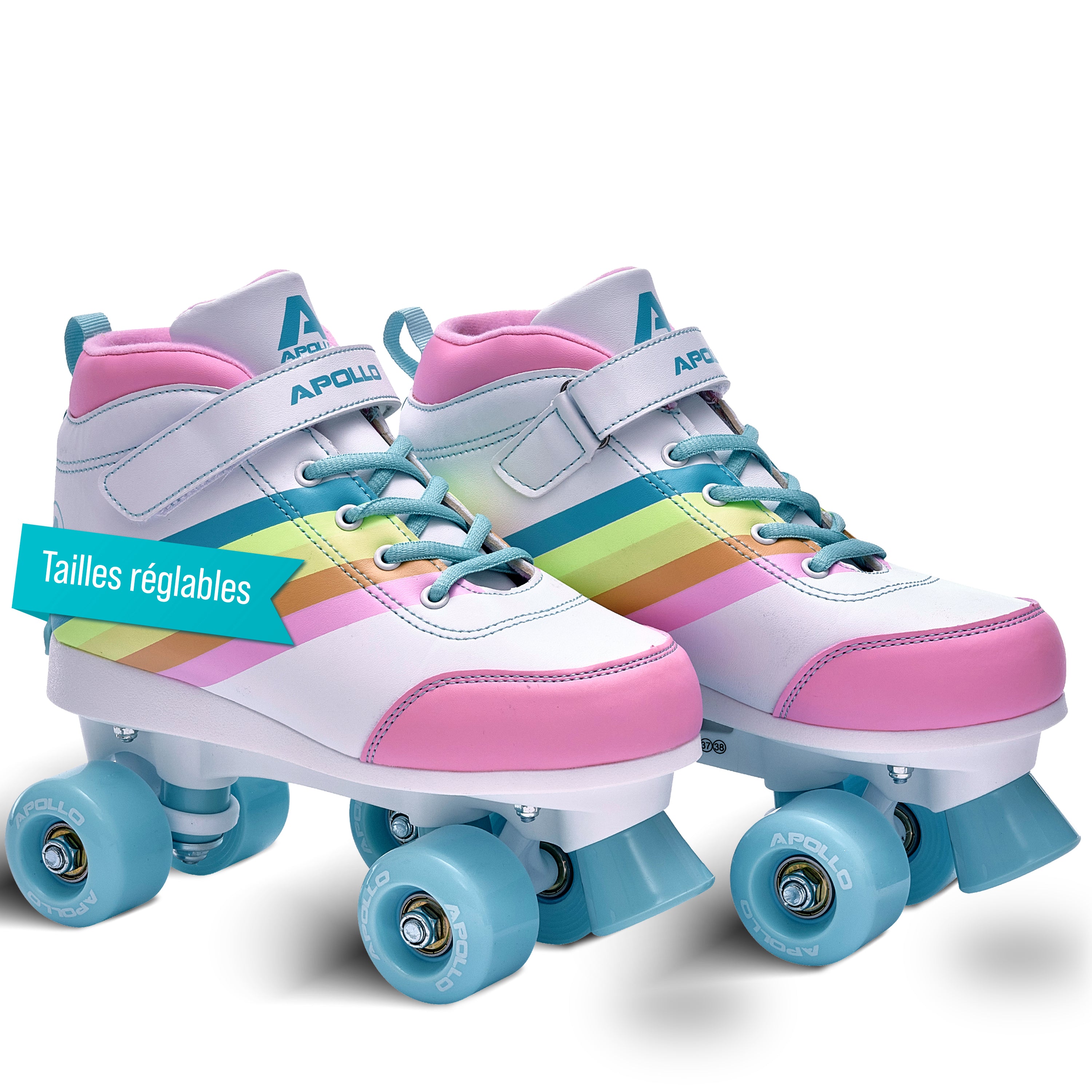 Apollo - Soft Boots patins à roulettes enfants filles disco - pointure réglable - Rainbow Star - L (39-42)
