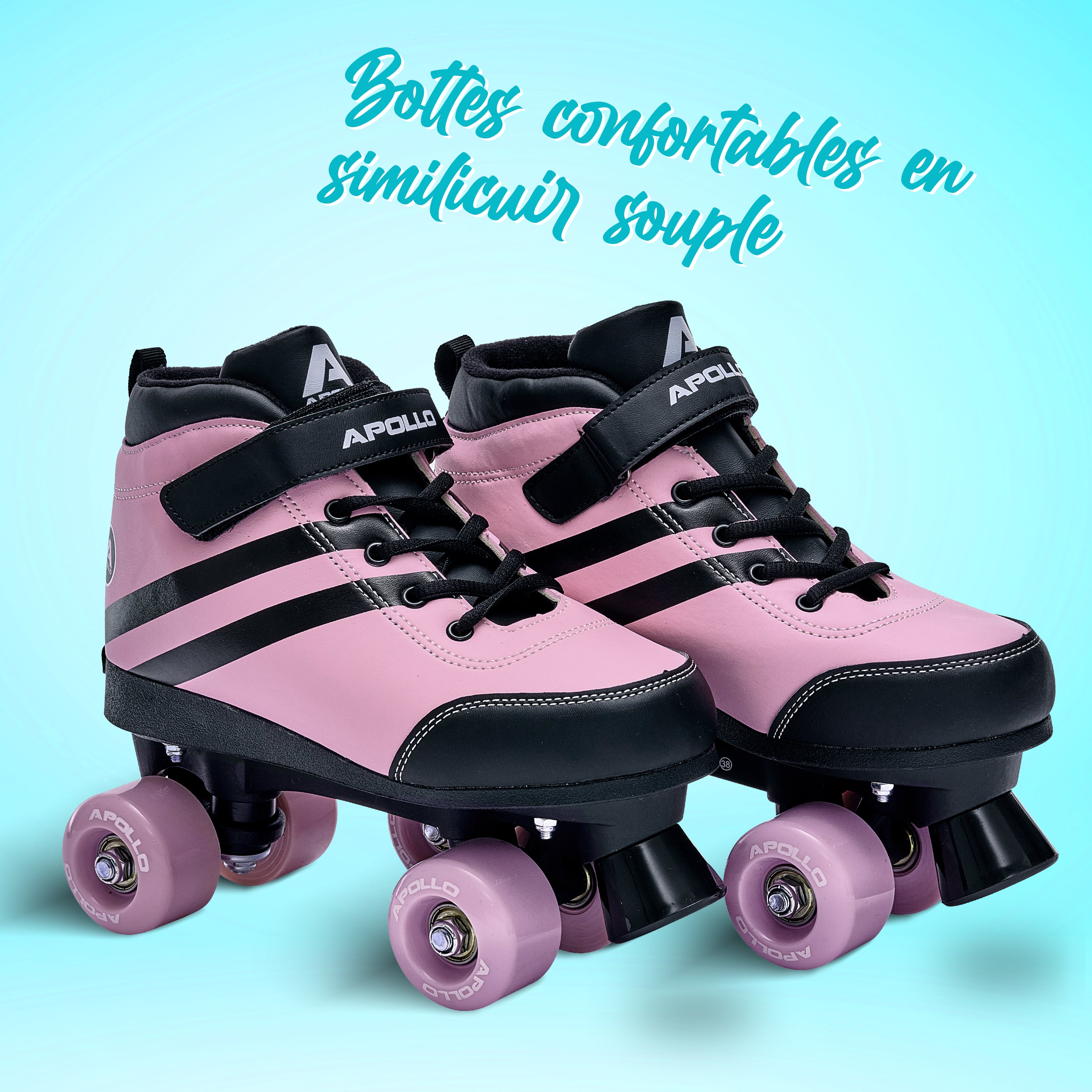 Apollo - Soft Boots patins à roulettes enfants filles disco - pointure réglable - Pink Revolution - L (39-42)
