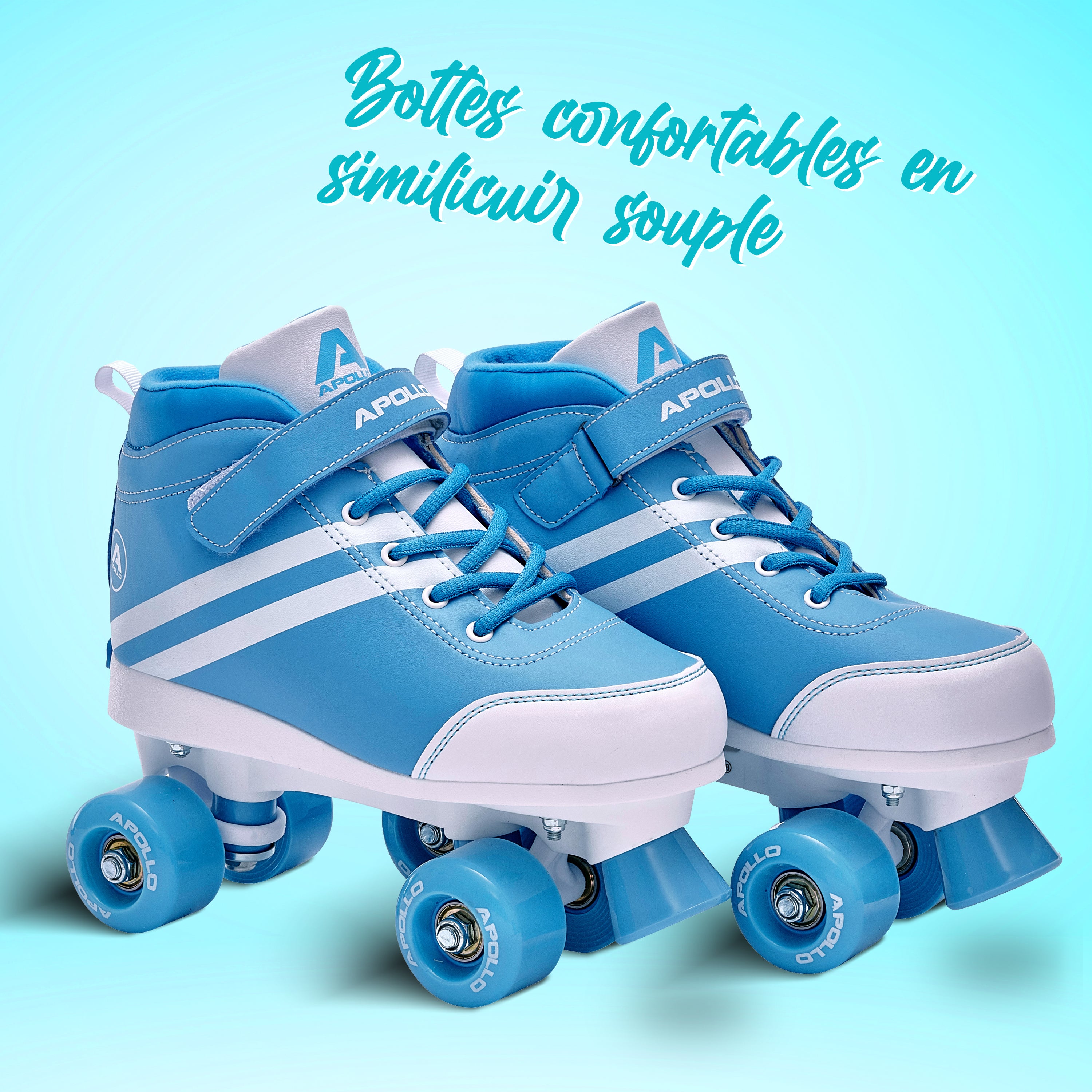Apollo - Soft Boots patins à roulettes enfants filles disco - pointure réglable - Blueberry - L (39-42)