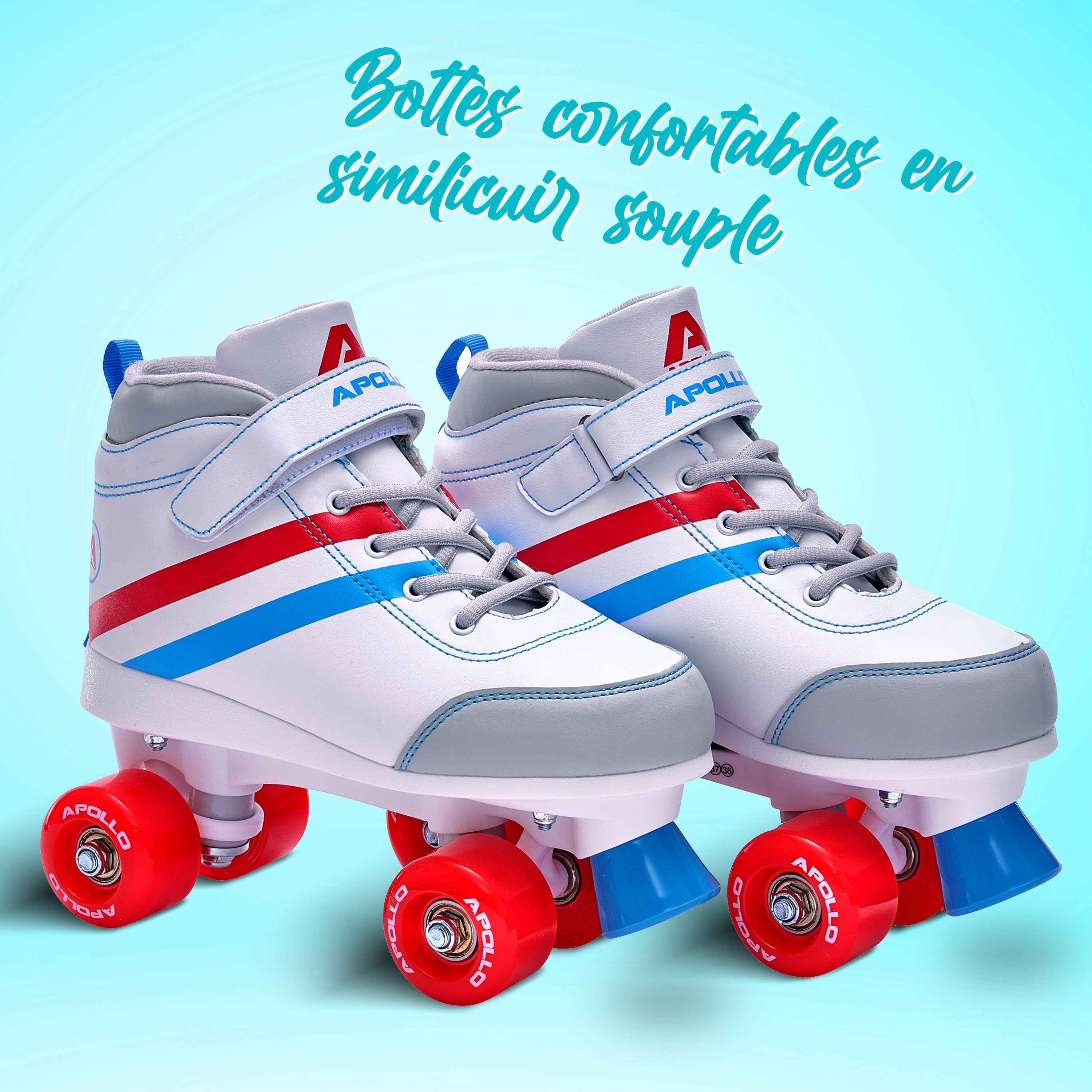 Apollo - Soft Boots patins à roulettes enfants filles disco - pointure réglable - Striker - L (39-42)
