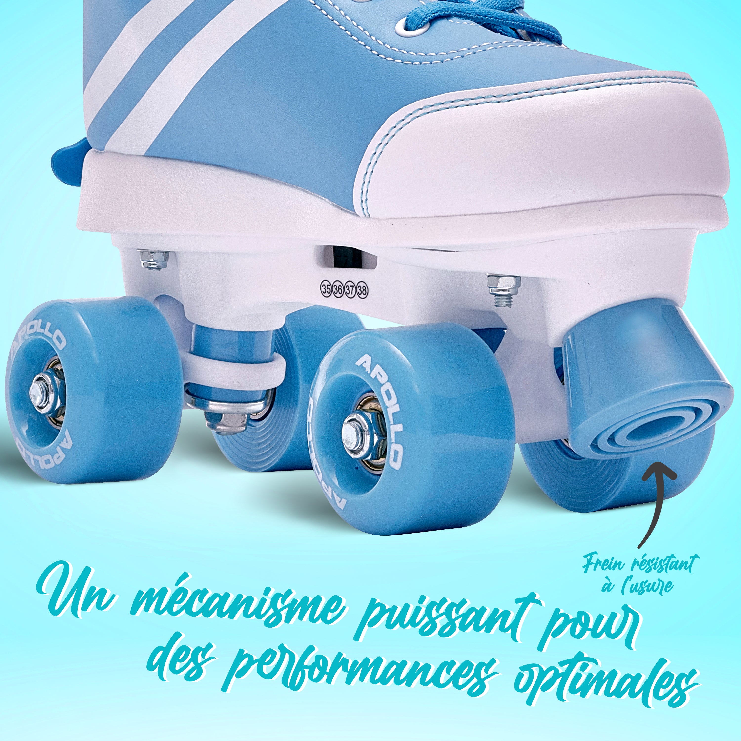 Apollo - Soft Boots patins à roulettes enfants filles disco - pointure réglable - Blueberry - L (39-42)