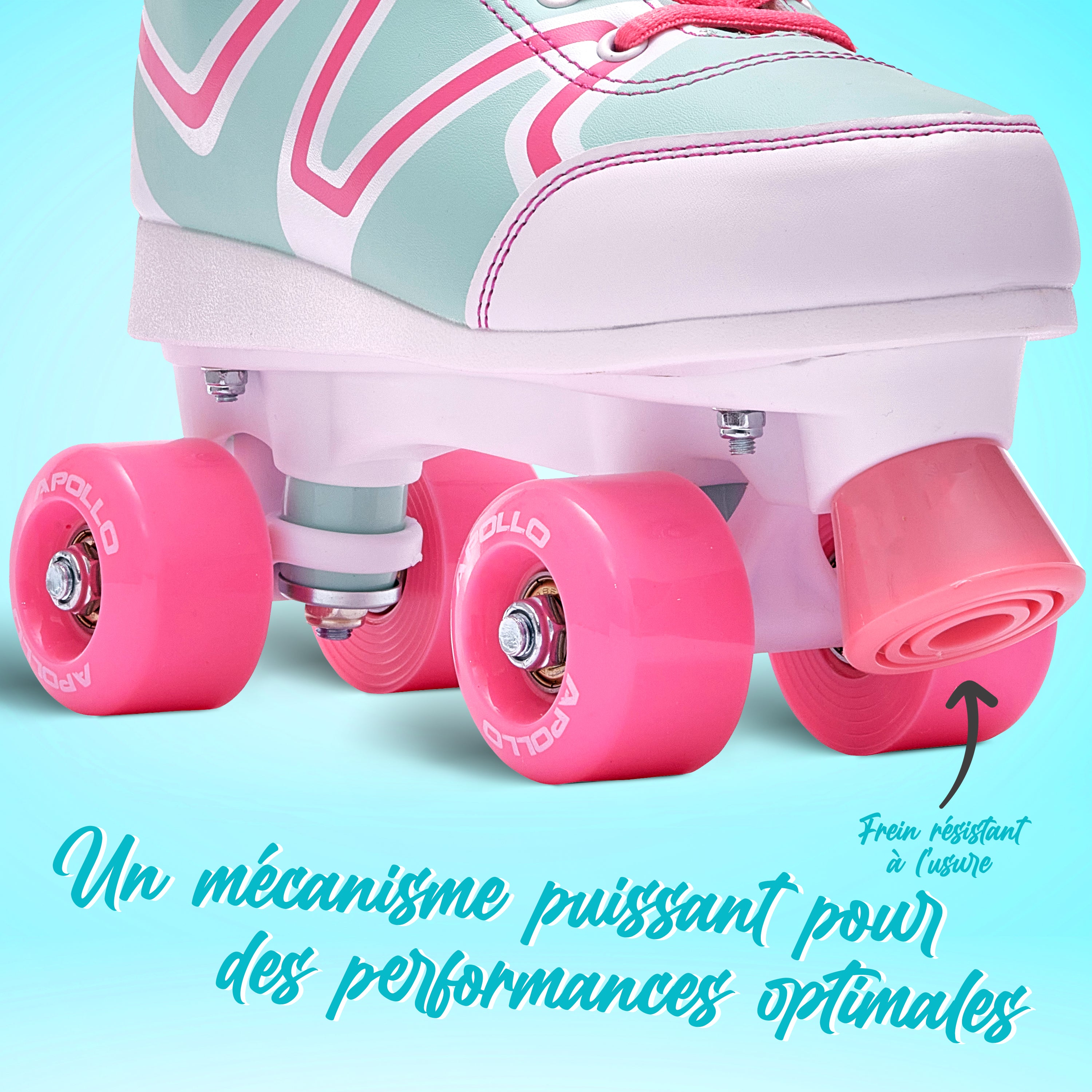 Apollo - Soft Boots patins à roulettes enfants filles disco - pointure réglable - Candy - L (39-42)