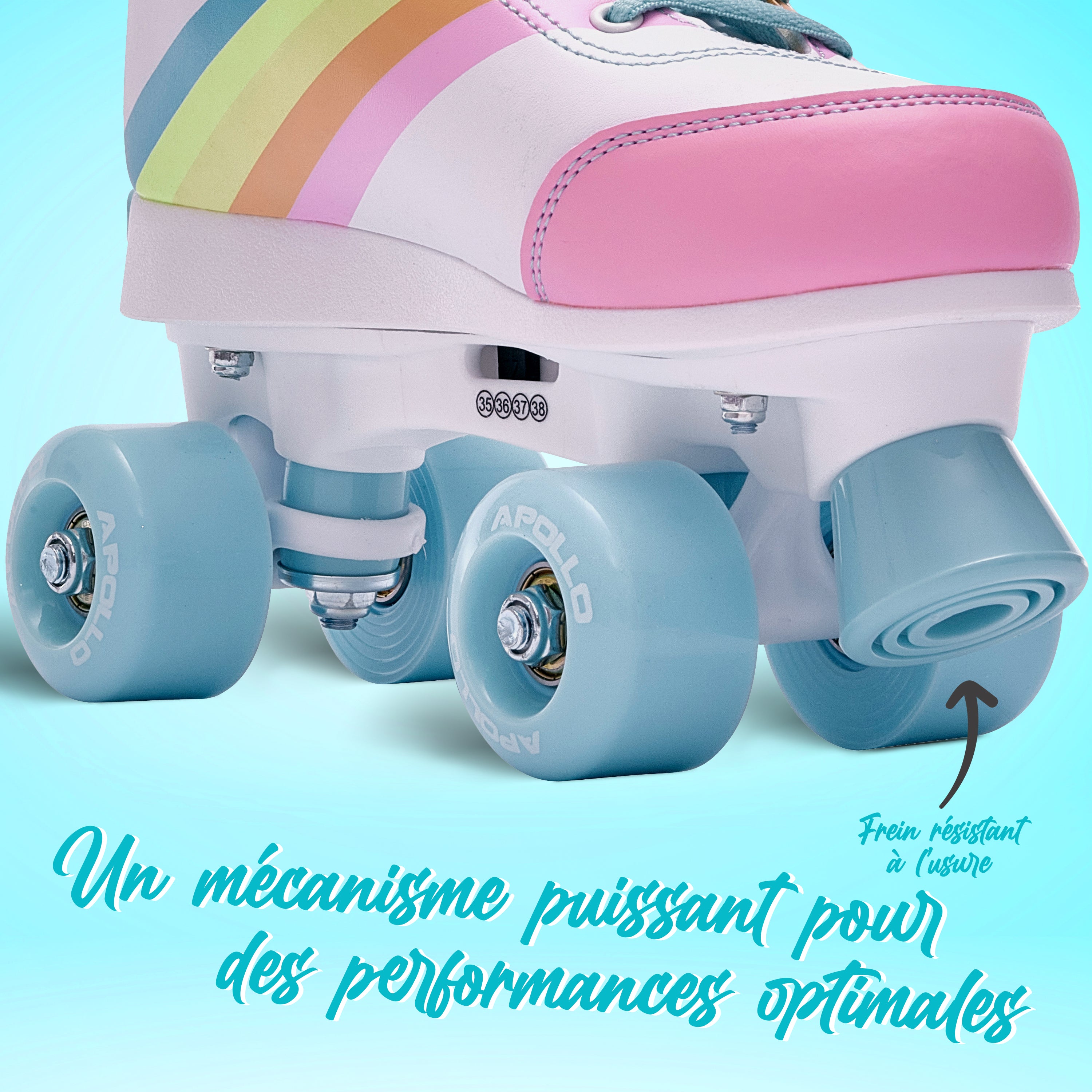 Apollo - Soft Boots patins à roulettes enfants filles disco - pointure réglable - Rainbow Star - L (39-42)