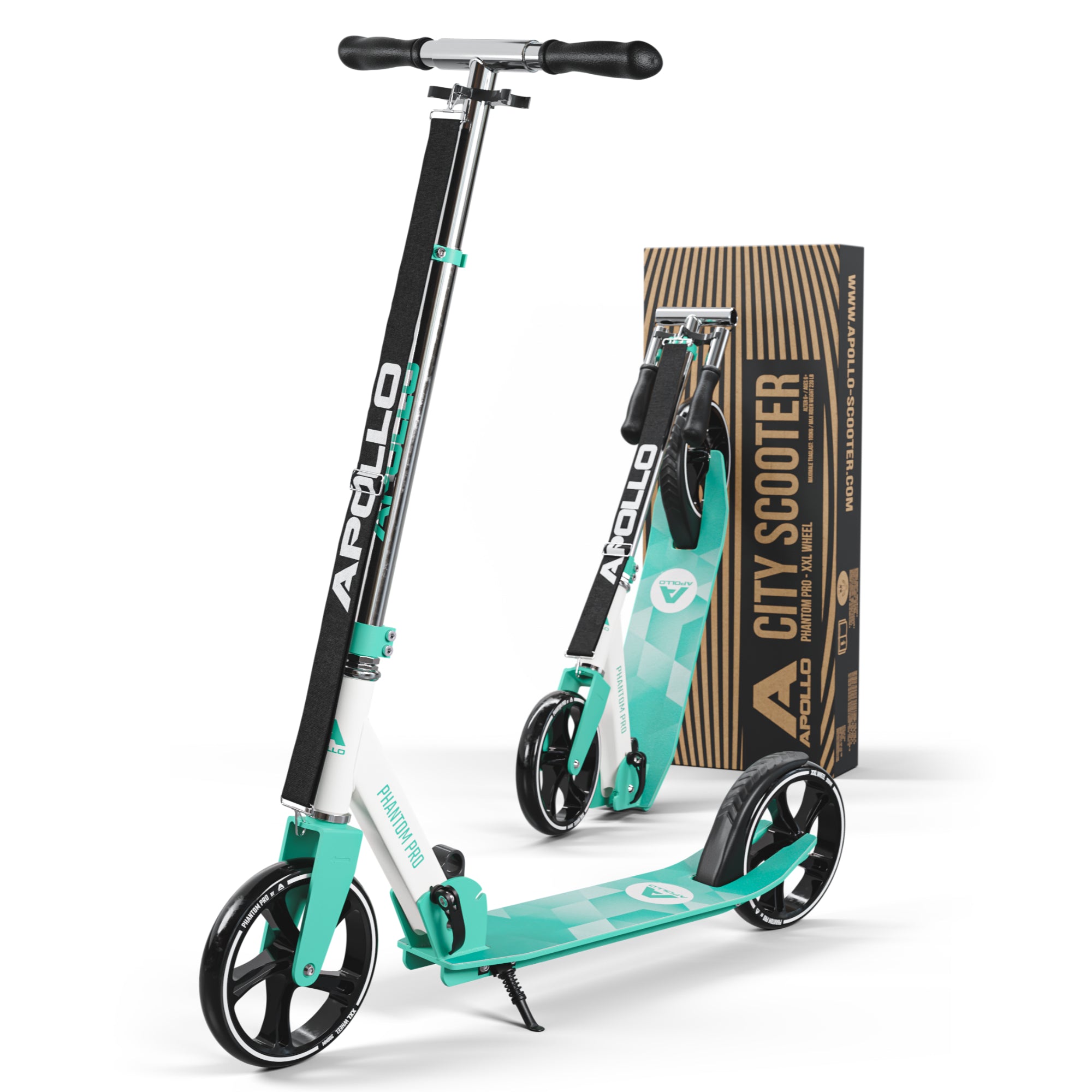 Apollo - Trottinette avec roues XXL Phantom pour adultes et enfants - 200mm - Menthe