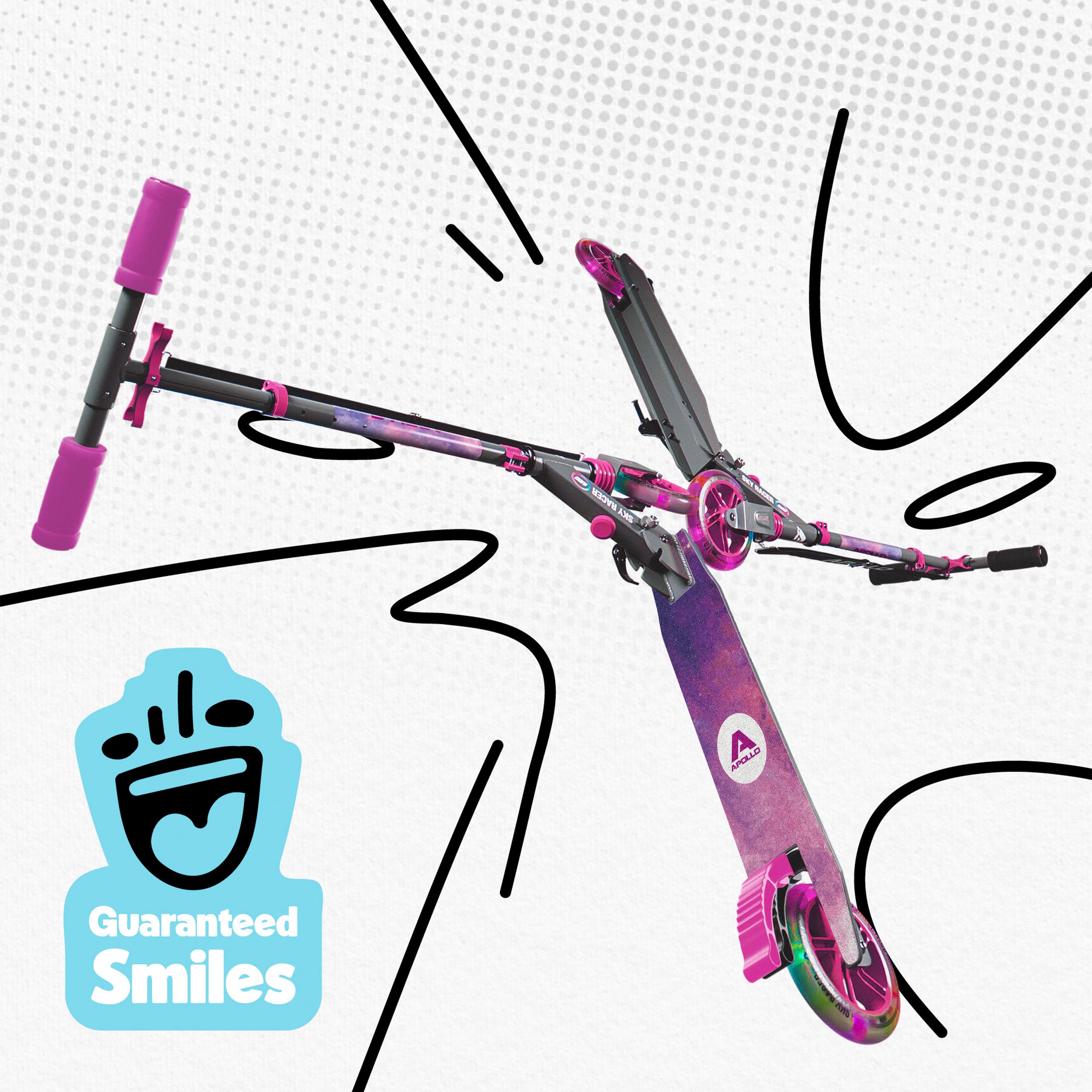 Apollo - Trottinette Skyracer - trottinette urbaine à suspension avec roues LED 145 mm - Starlight