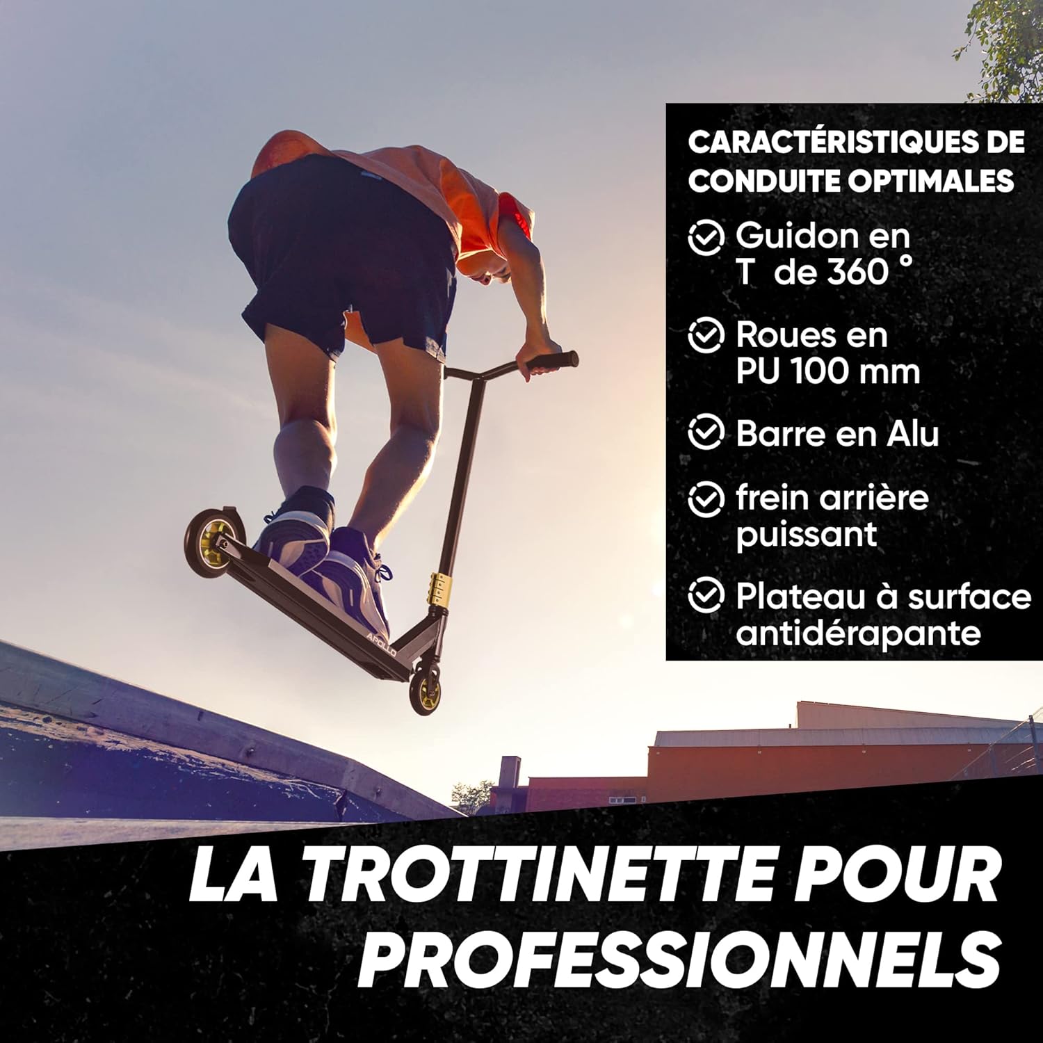 Apollo - Stunt Scooter - Star Pro - HighQuality eloxierter Profi Stunt Scooter - Noir Or