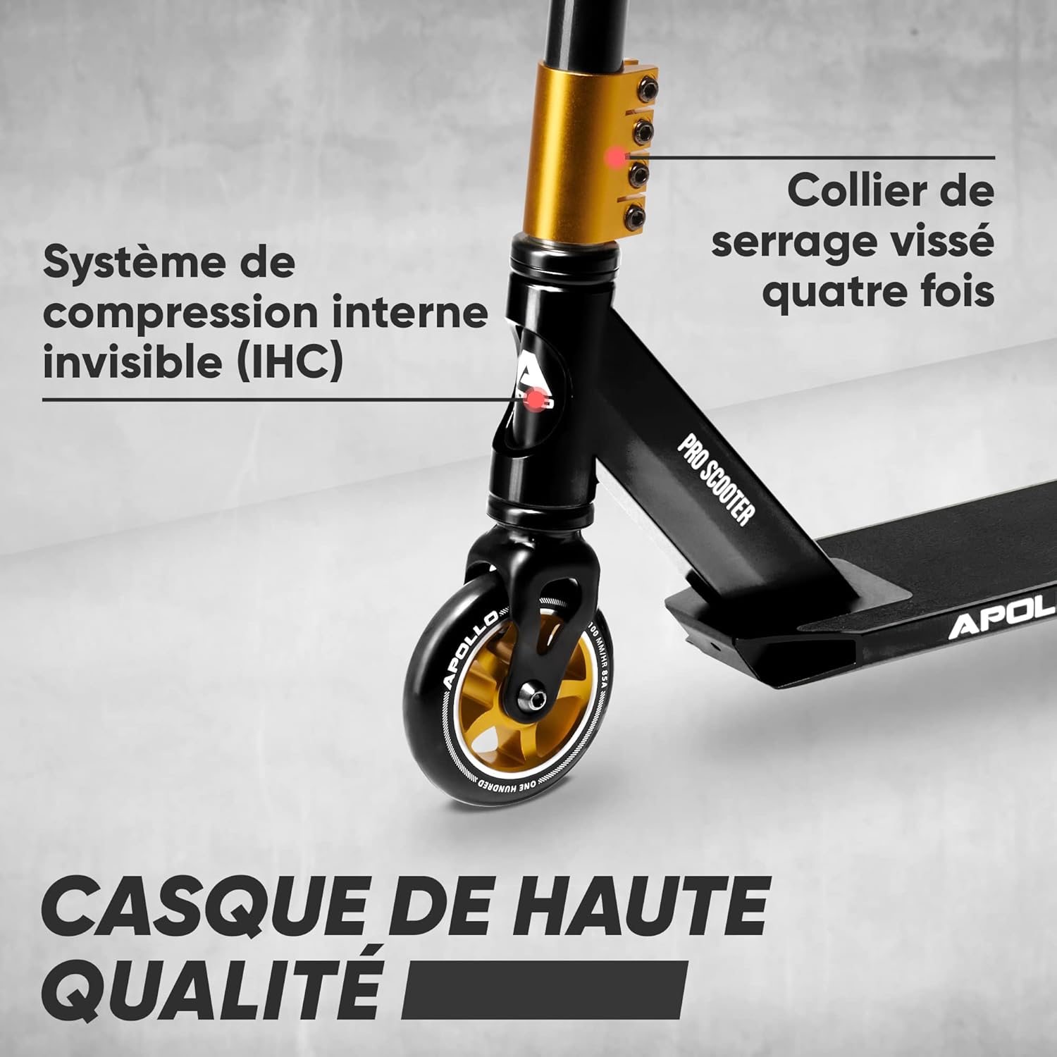 Apollo - Stunt Scooter - Star Pro - HighQuality eloxierter Profi Stunt Scooter - Noir Or