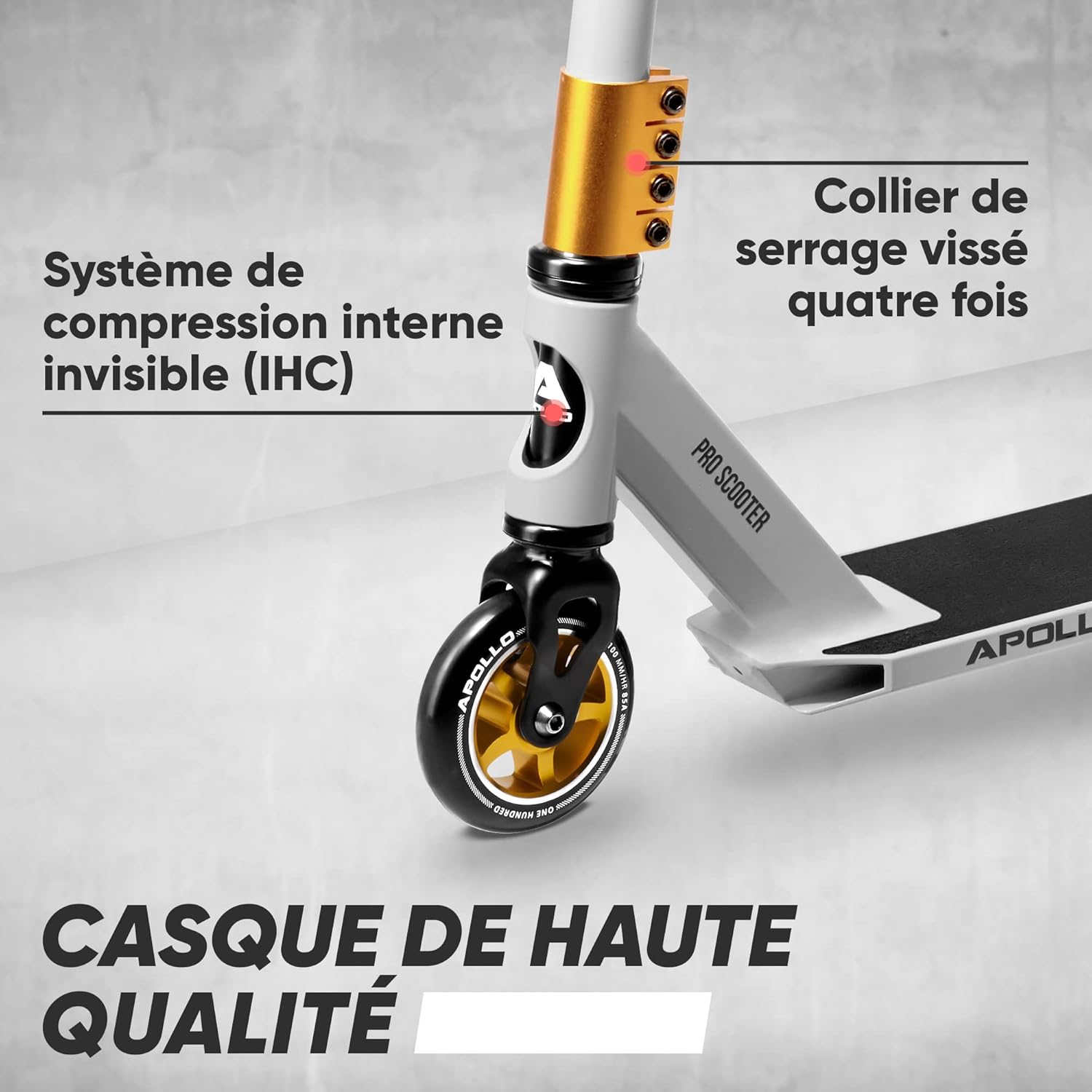 Apollo - Stunt Scooter - Star Pro - HighQuality eloxierter Profi Stunt Scooter - Blanc Or
