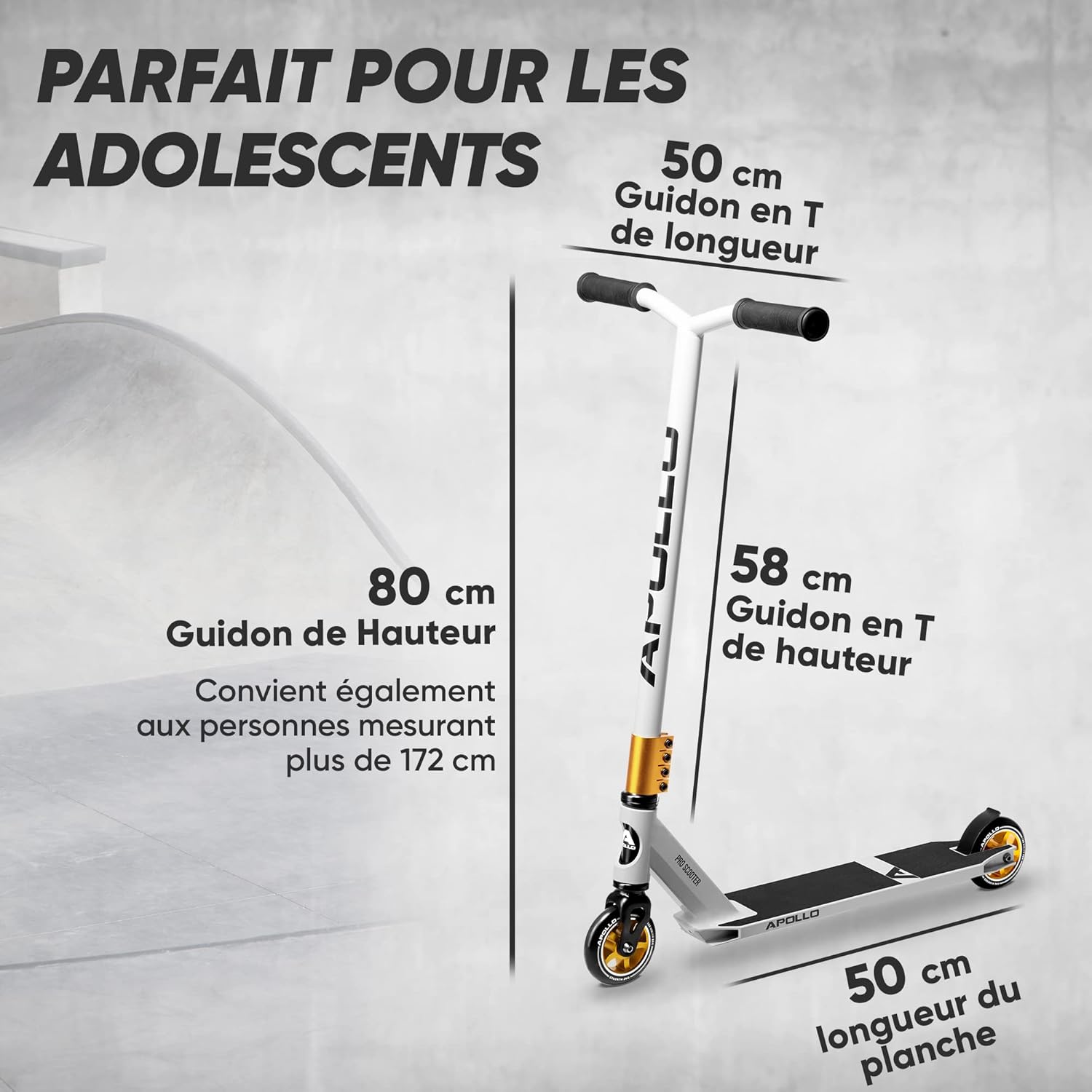 Apollo - Stunt Scooter - Star Pro - HighQuality eloxierter Profi Stunt Scooter - Blanc Or