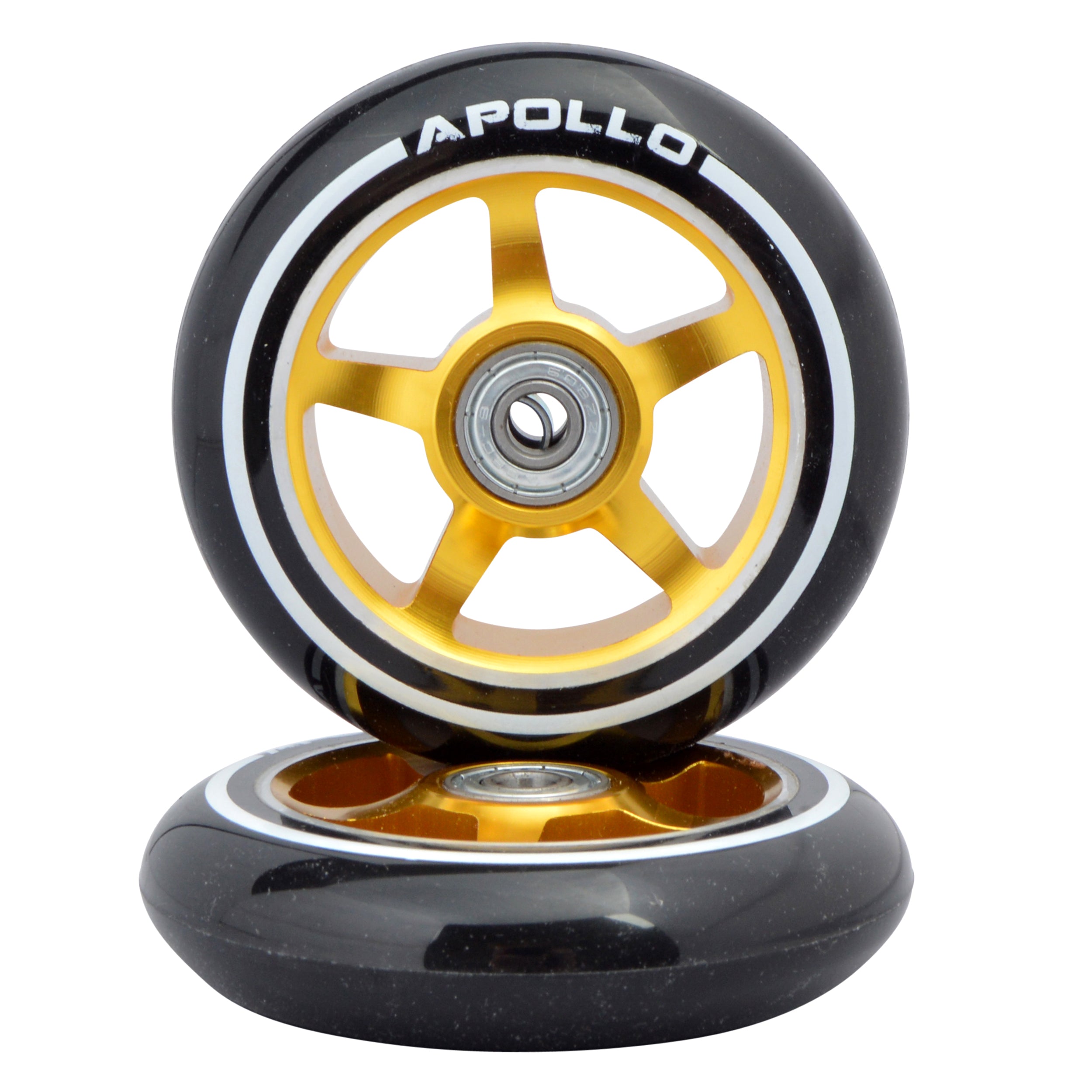 Apollo - Roues trottinette freestyle - Paire de roues série Pro 100mm - Or - ALU Cœur