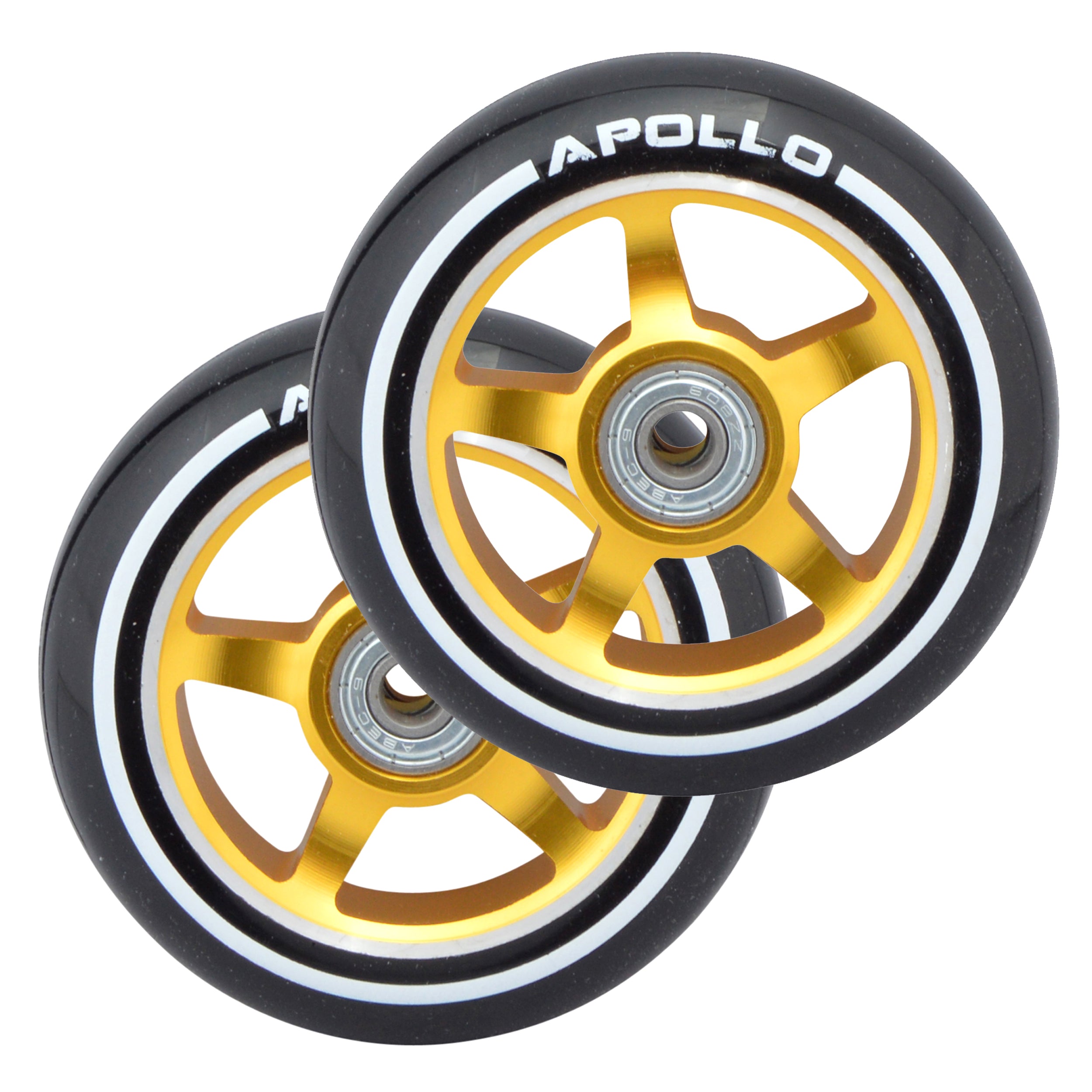 Apollo - Roues trottinette freestyle - Paire de roues série Pro 100mm - Or - ALU Cœur