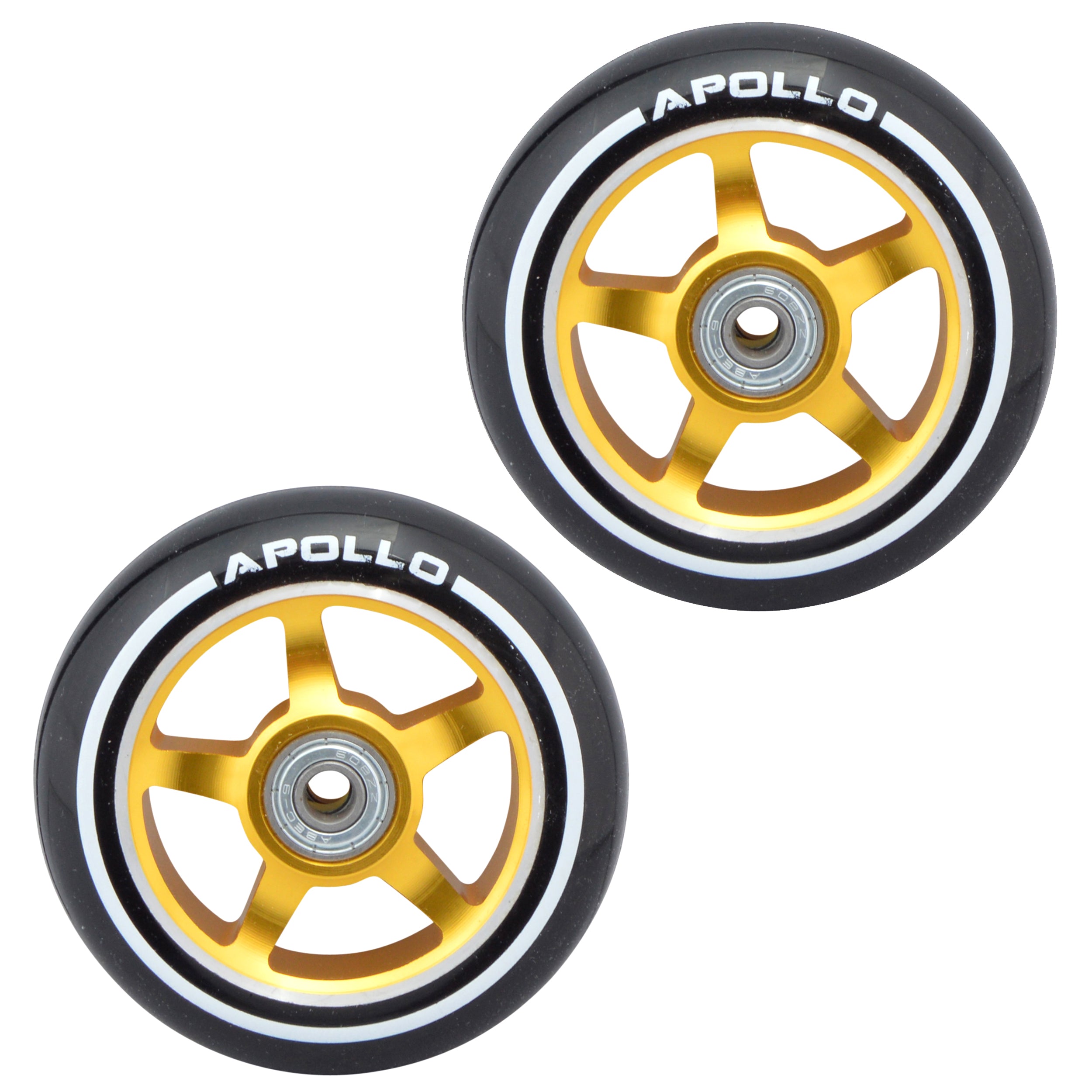 Apollo - Roues trottinette freestyle - Paire de roues série Pro 100mm - Or - ALU Cœur