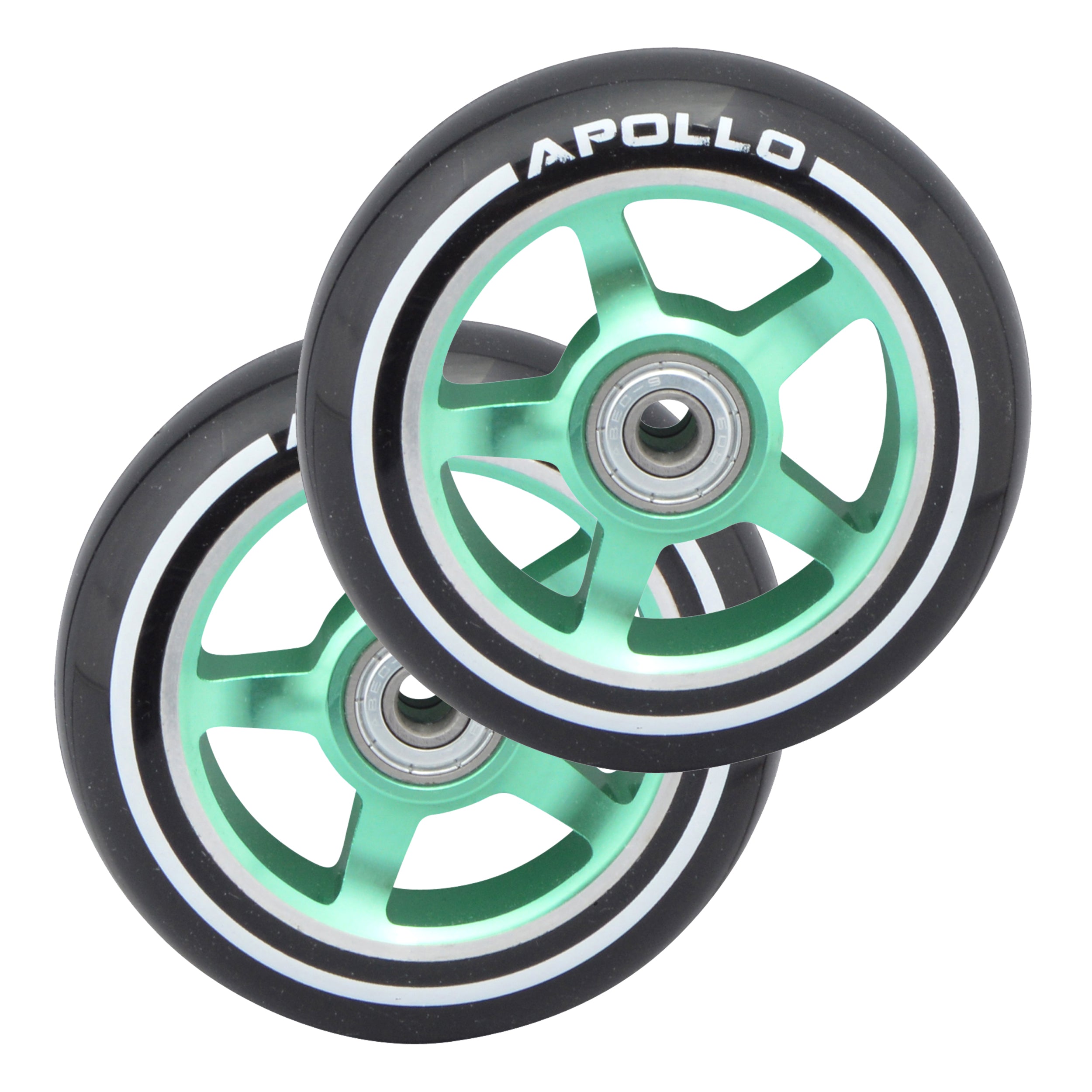 Apollo - Roues trottinette freestyle - Paire de roues série Pro 100mm - Vert - ALU Cœur