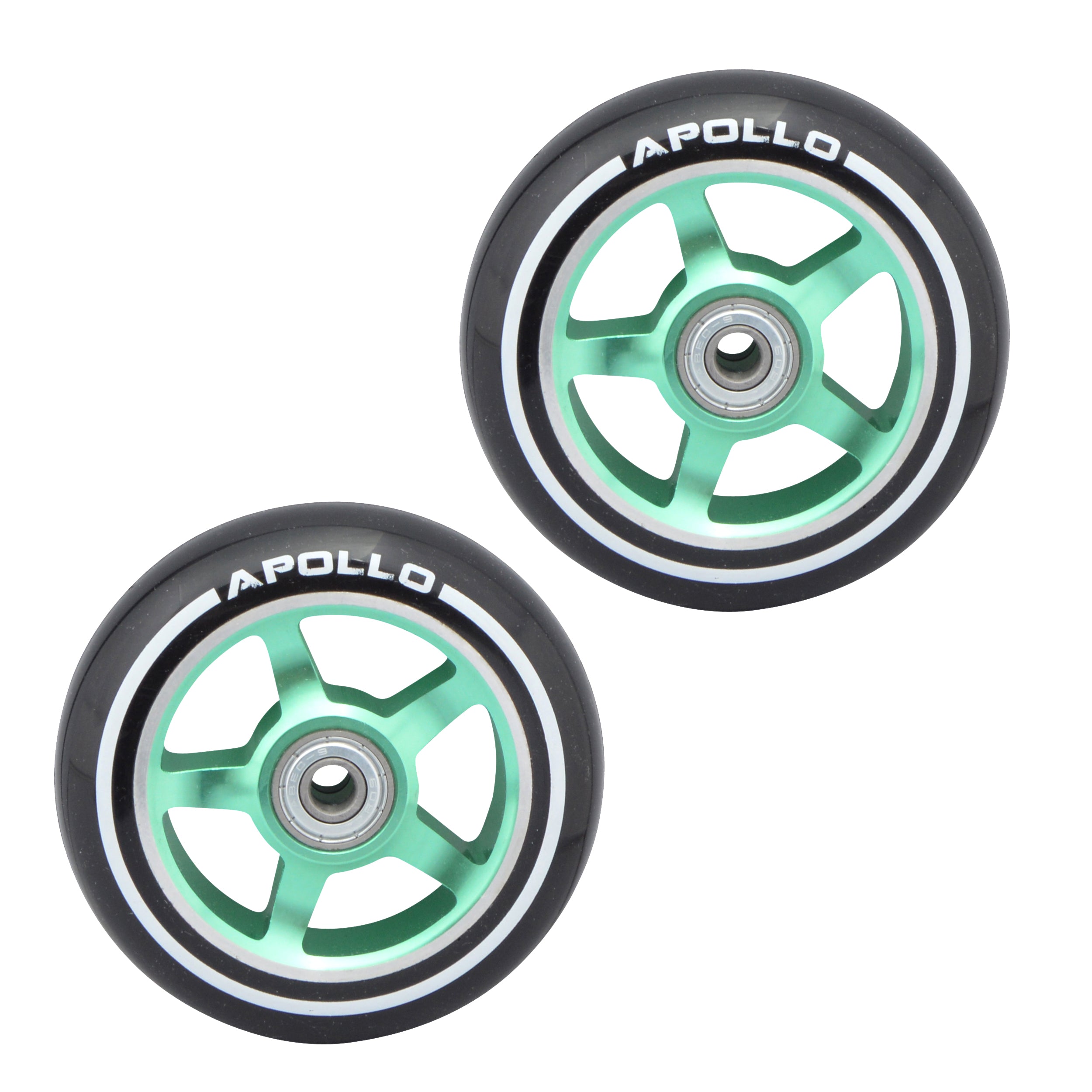 Apollo - Roues trottinette freestyle - Paire de roues série Pro 100mm - Vert - ALU Cœur