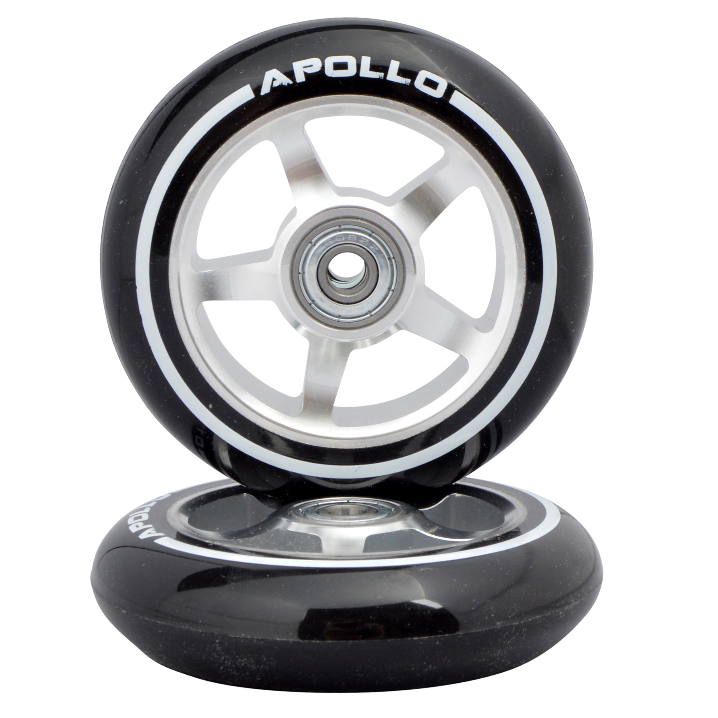 Apollo - Roues trottinette freestyle - Paire de roues série Pro 100mm - Argent - ALU Cœur