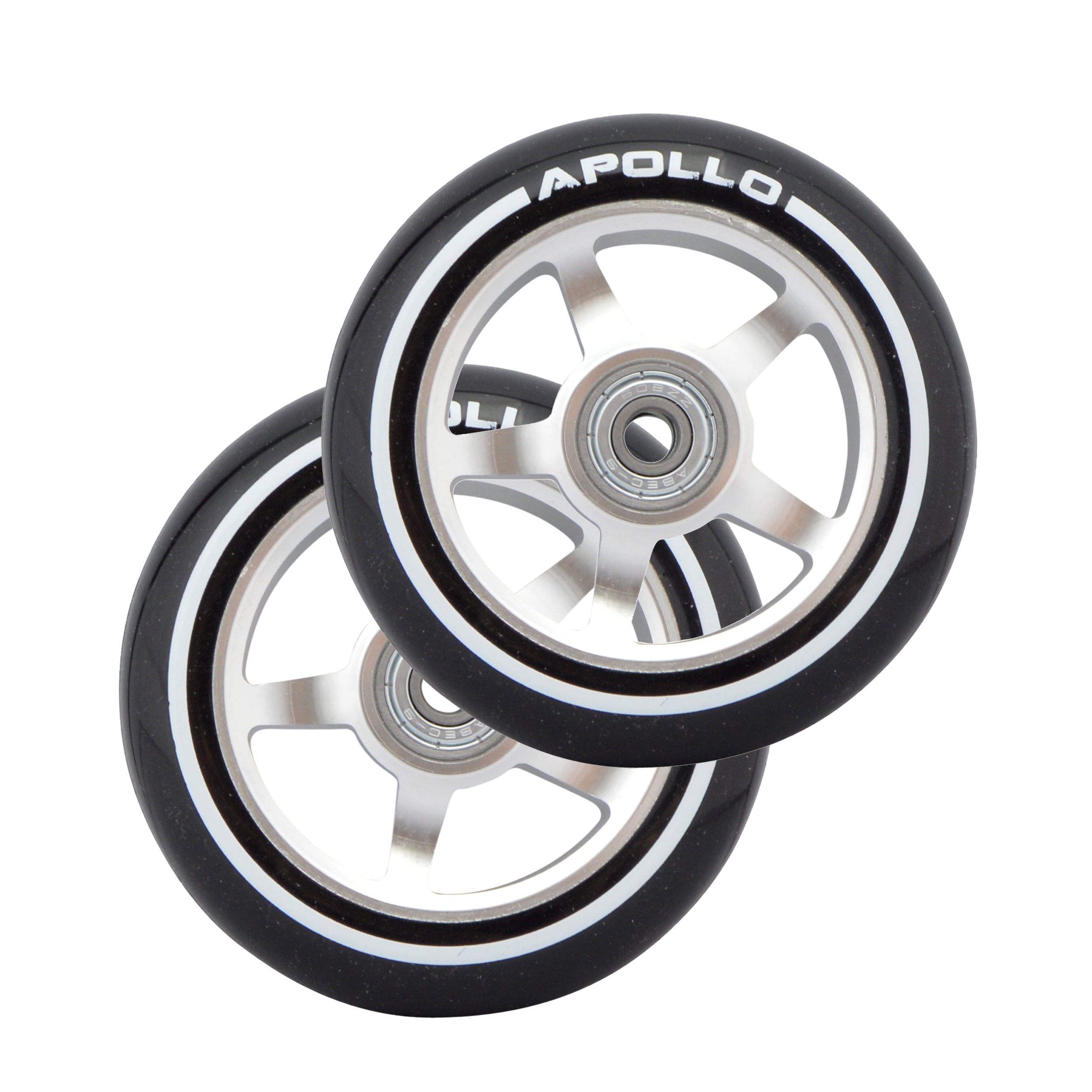 Apollo - Roues trottinette freestyle - Paire de roues série Pro 100mm - Argent - ALU Cœur