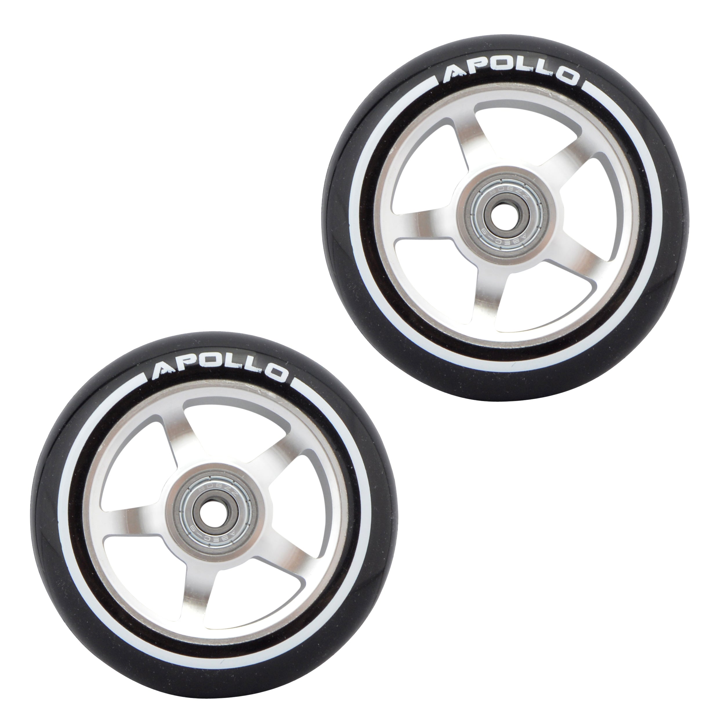 Apollo - Roues trottinette freestyle - Paire de roues série Pro 100mm - Argent - ALU Cœur