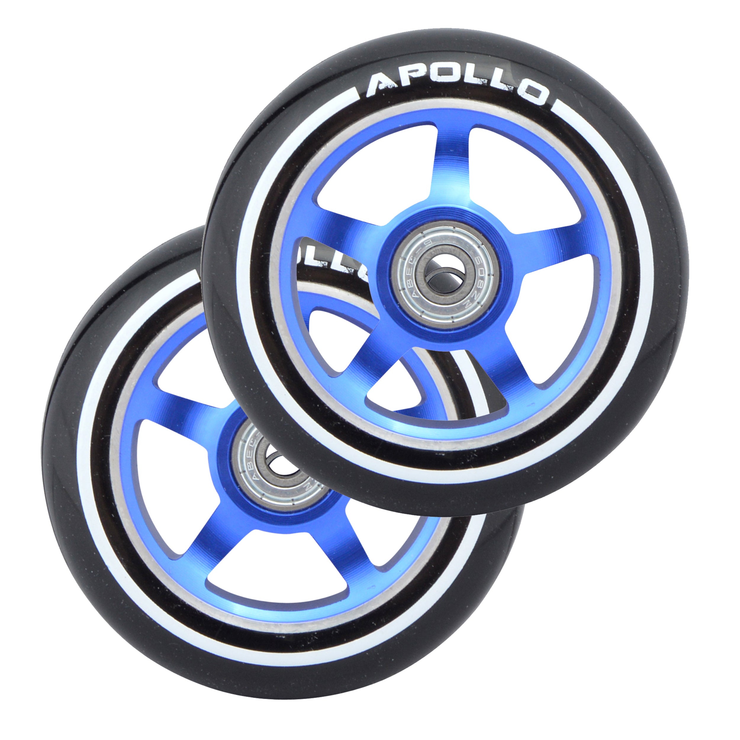 Apollo - Roues trottinette freestyle - Paire de roues série Pro 100mm - Bleu - ALU Cœur