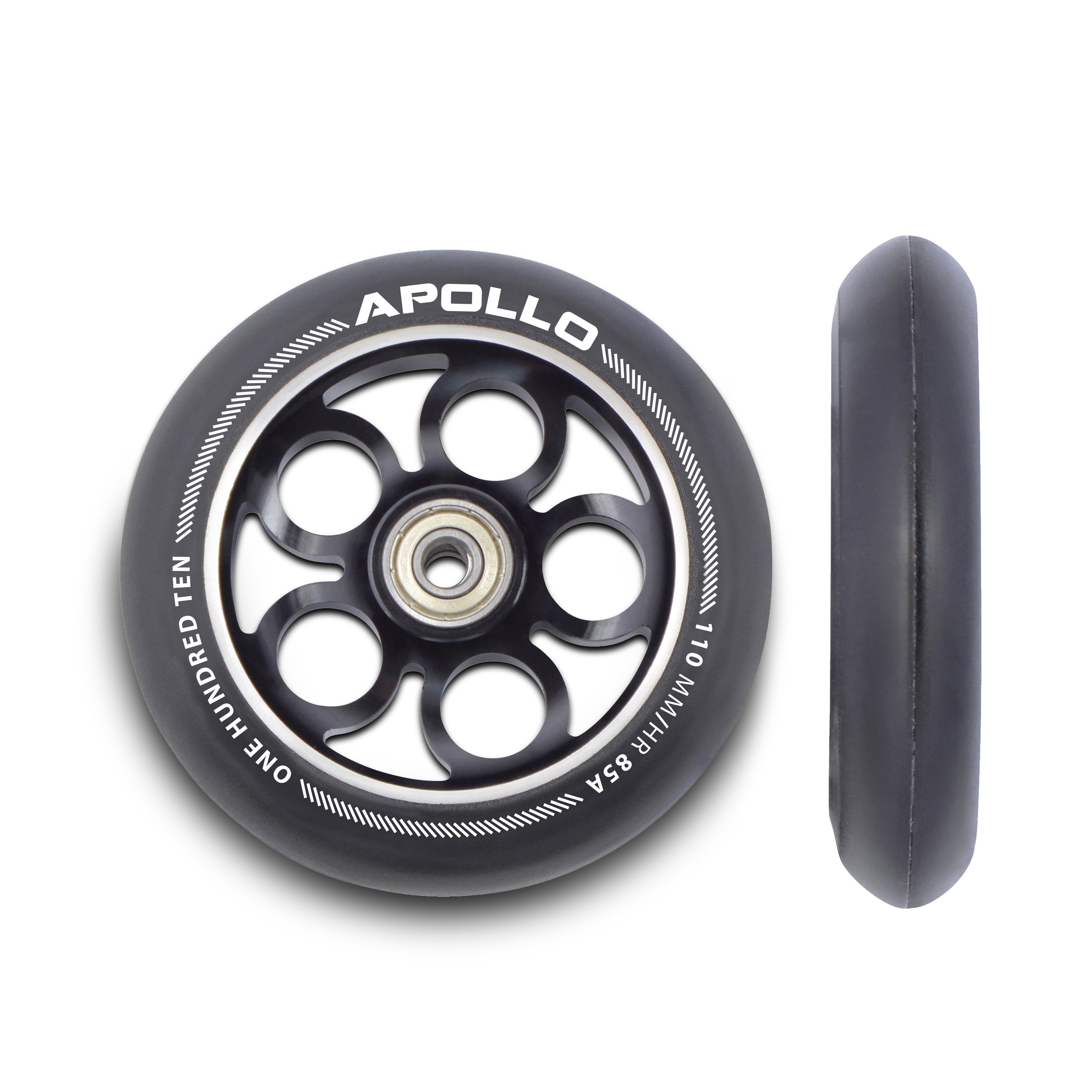 Apollo - Kit de roues de rechange pour trottinette freestyle Pro Wheels 110mm - roulements ABEC9 - Noir