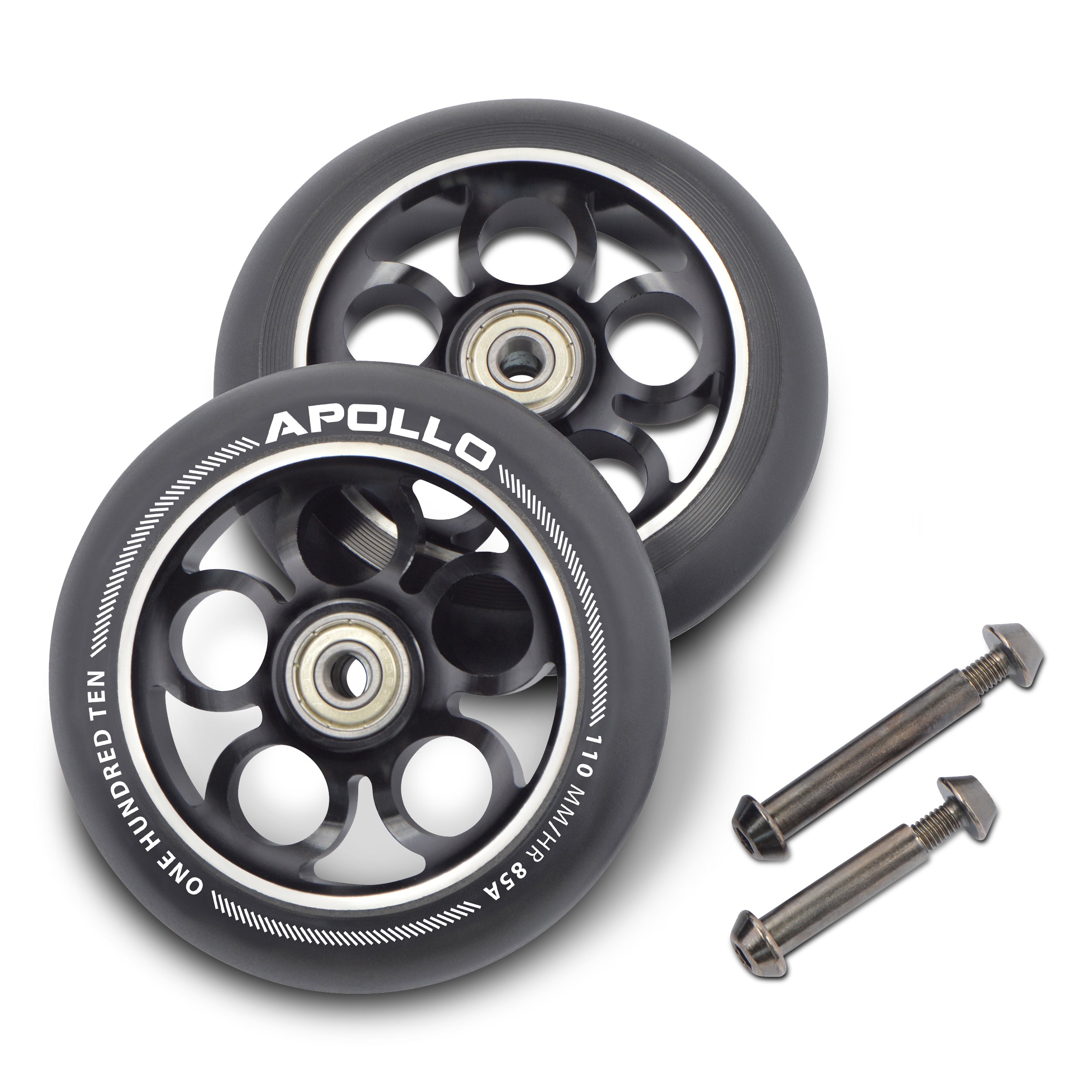 Apollo - Kit de roues de rechange pour trottinette freestyle Pro Wheels 110mm - roulements ABEC9 - Noir