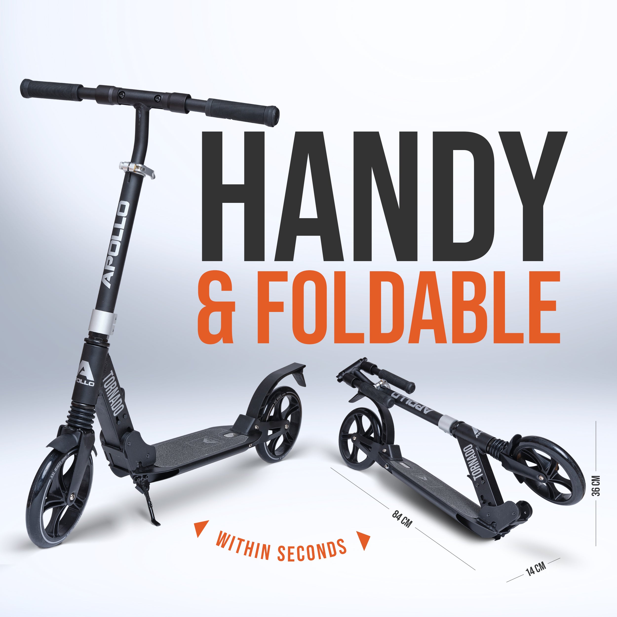 Apollo - Trottinette Apollo High End - Trottinette Tornado City avec frein et suspension - Noir Argent