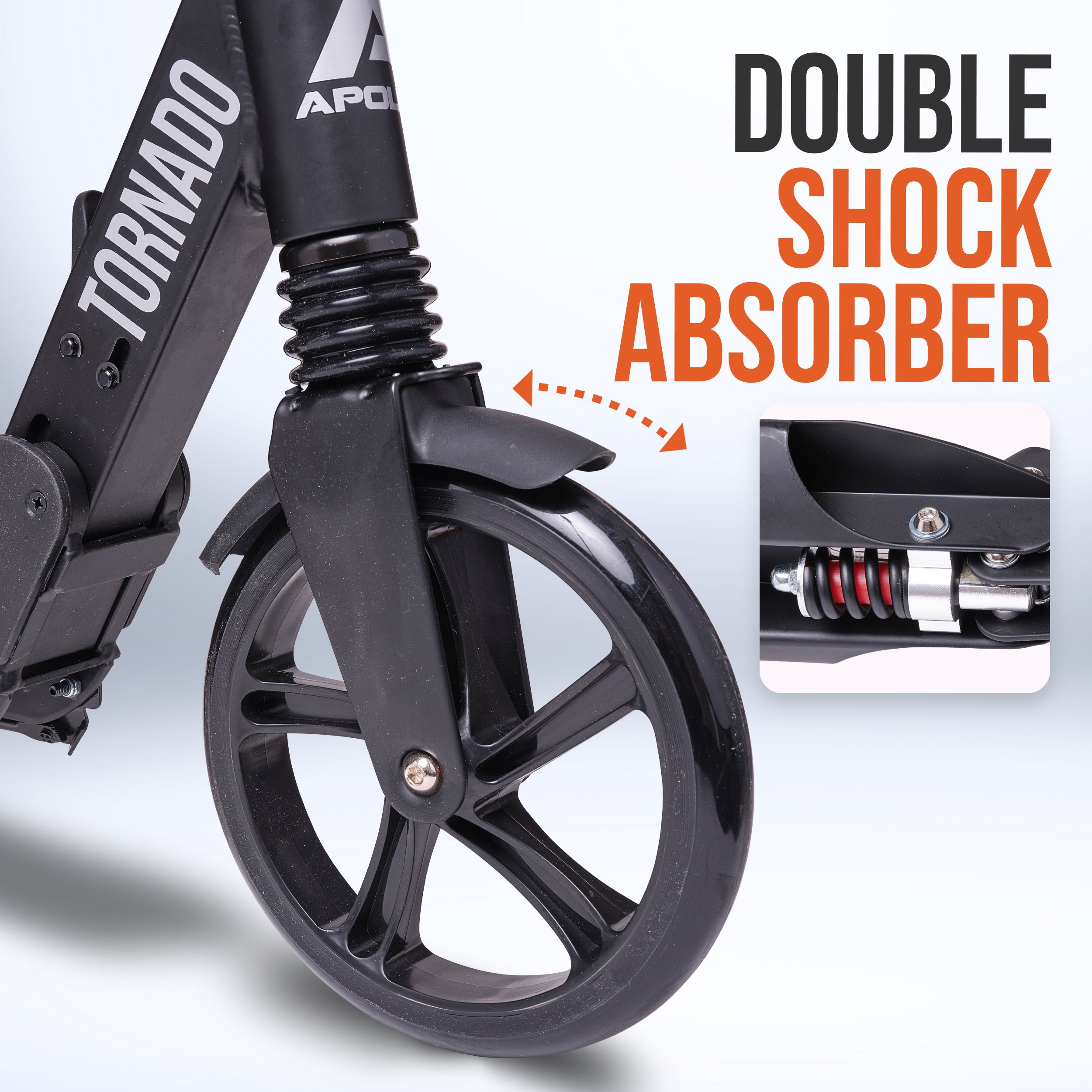 Apollo - Trottinette Apollo High End - Trottinette Tornado City avec frein et suspension - Noir Argent