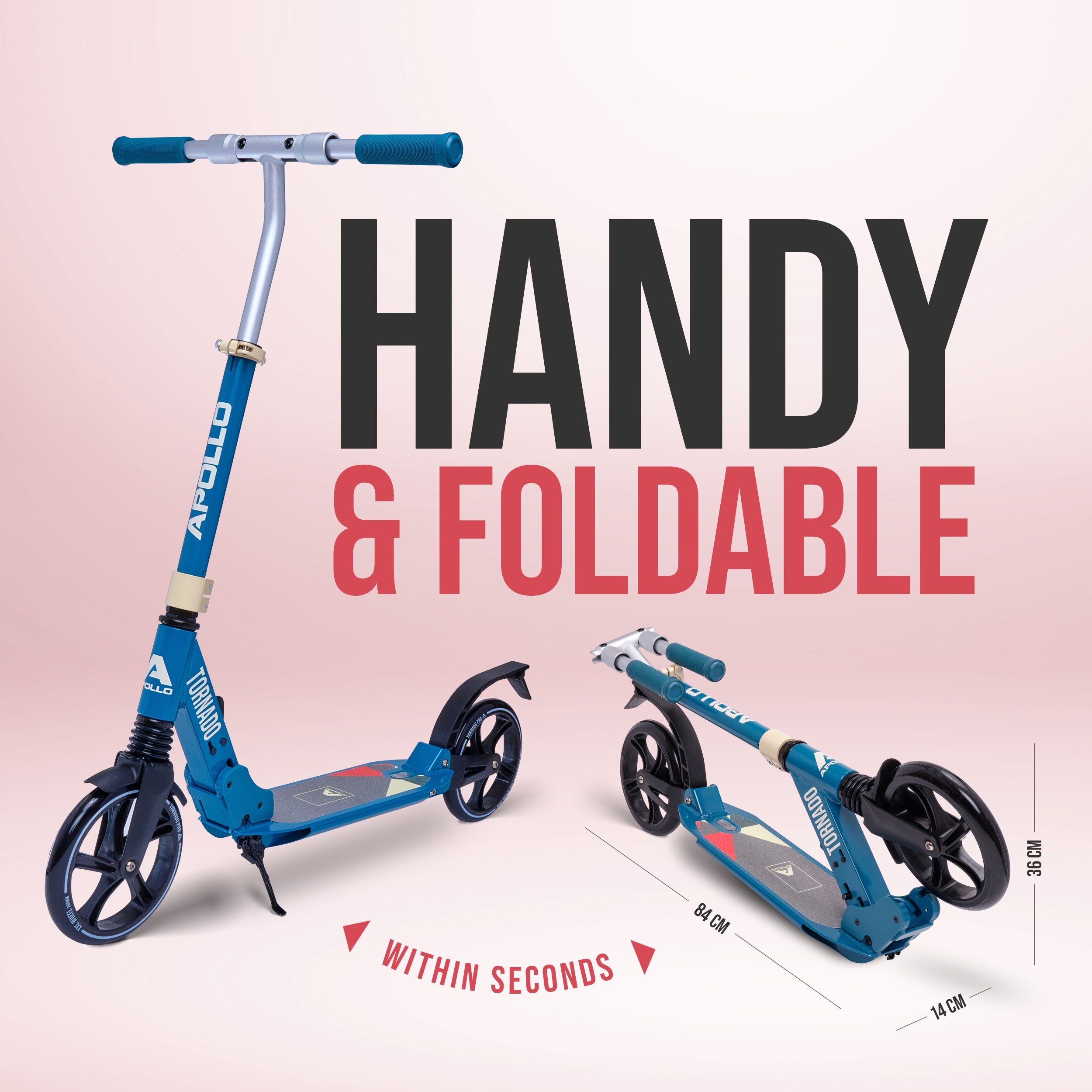 Apollo - Trottinette Apollo High End - Trottinette Tornado City avec frein et suspension - Turquoise