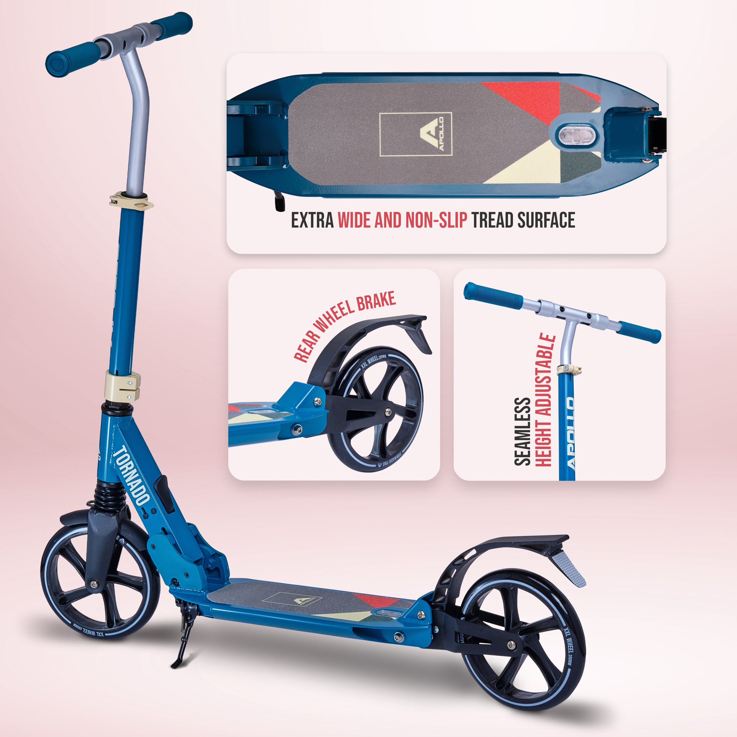 Apollo - Trottinette Apollo High End - Trottinette Tornado City avec frein et suspension - Turquoise