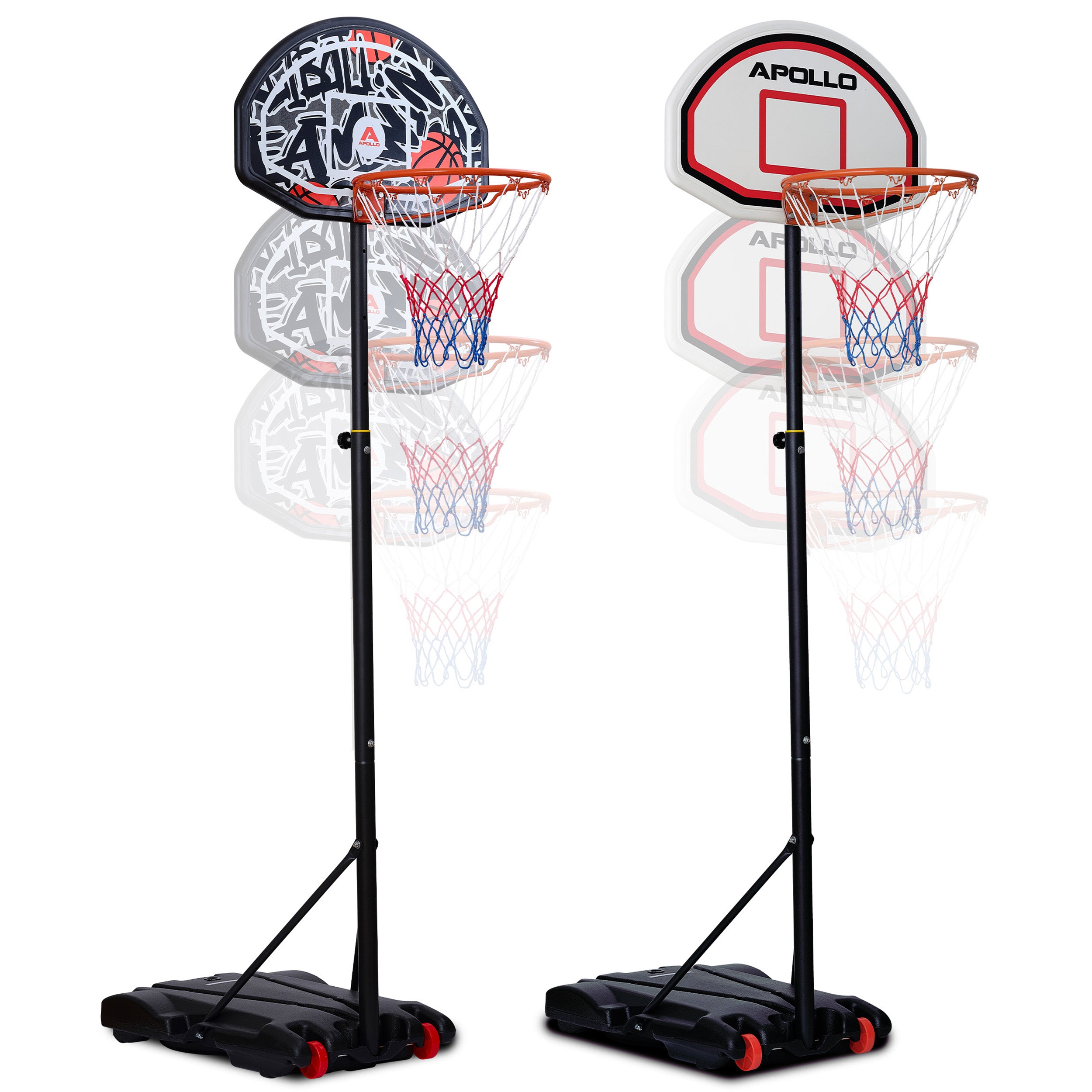 Apollo - Panier de Basket avec Support et roulettes - Hauteur réglable du Panier de 255 à 210 cm -