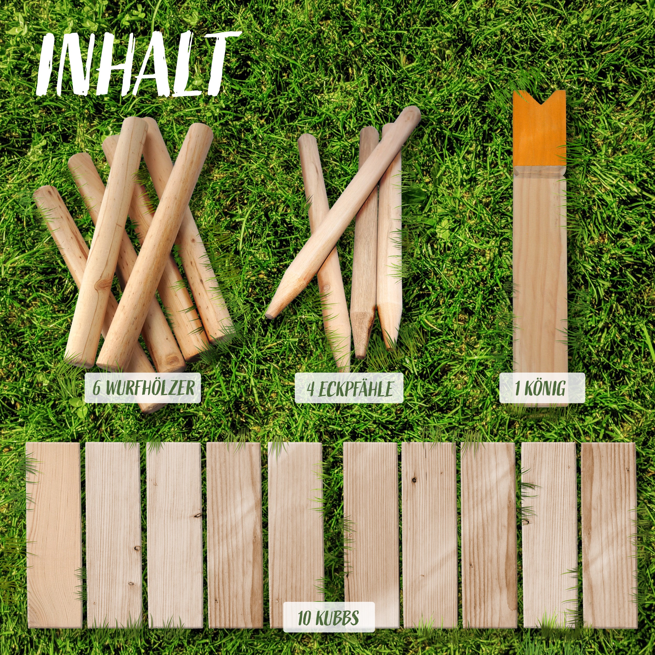 Ocean5 - Kubb - Original Jeu de Société Viking - Jeu en Bois Premium Ocean5 - Kubb - Gold - 25 x 4,7 cm (H B)