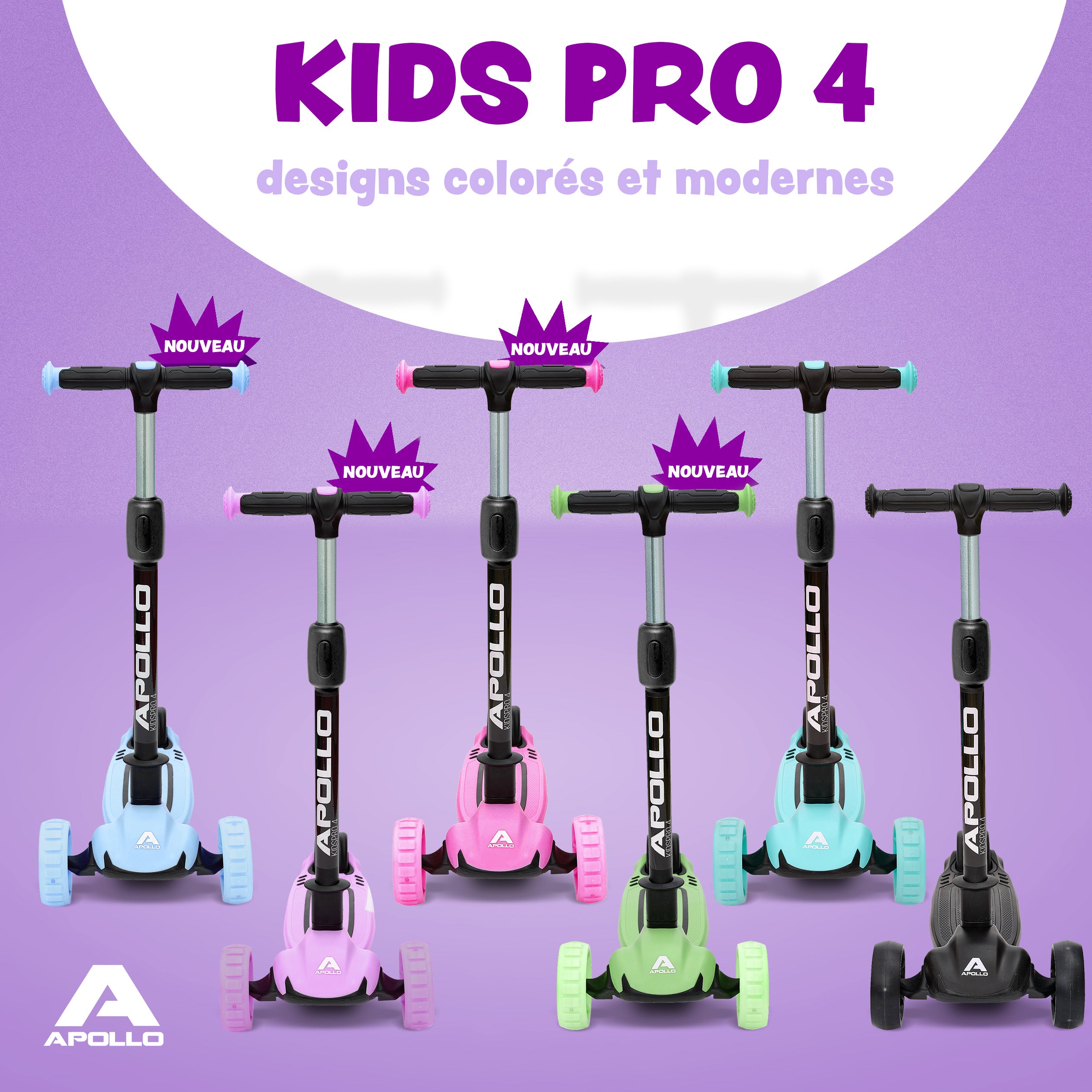 Apollo - Trottinette pour enfants “KidsPro4” trottinette à LED pliable - Grün