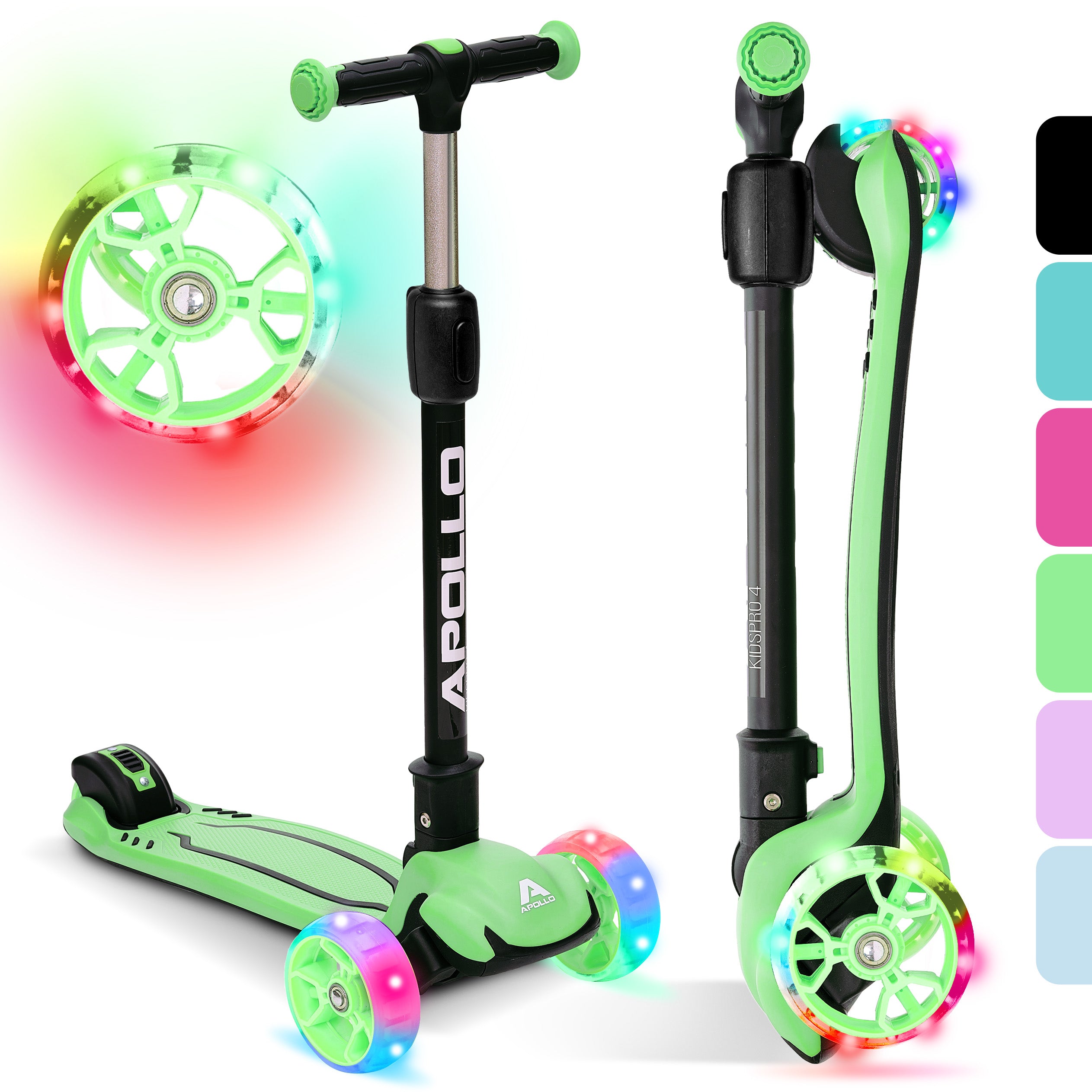 Apollo - Trottinette pour enfants “KidsPro4” trottinette à LED pliable - Grün