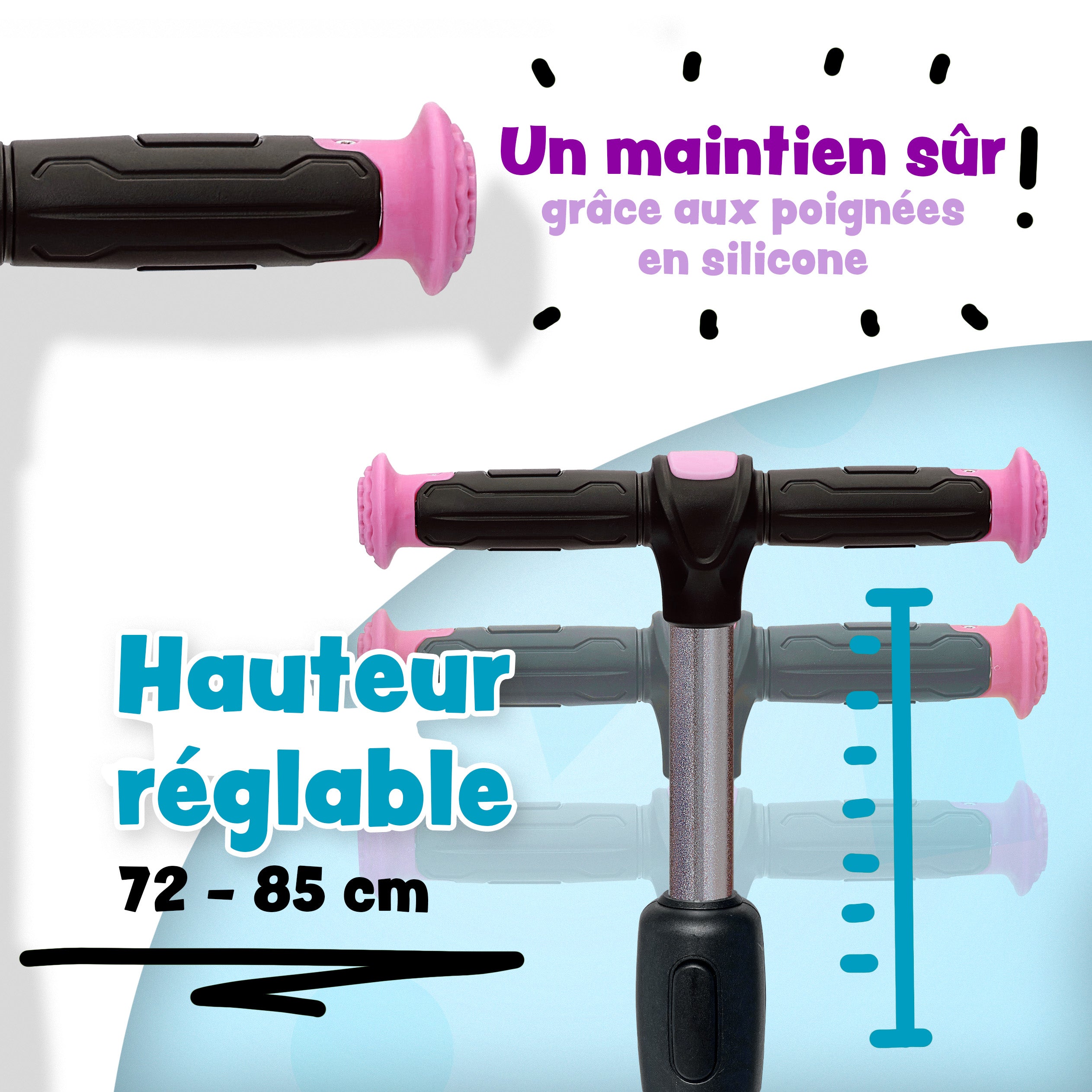 Apollo - Trottinette pour enfants “KidsPro4” trottinette à LED pliable - Pink