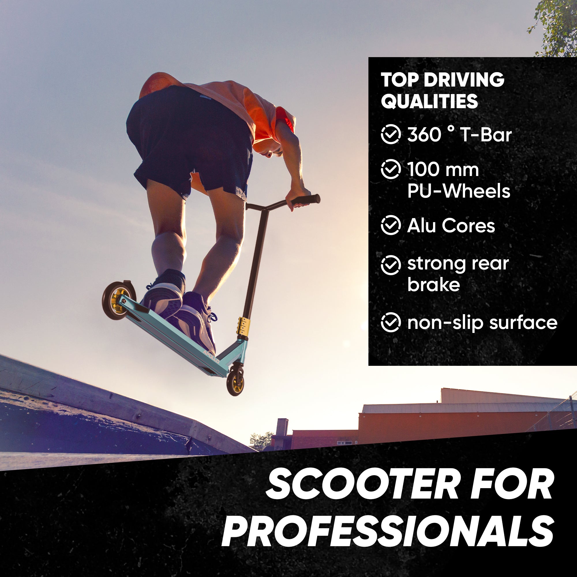 Apollo - Stunt Scooter - Star Pro - HighQuality eloxierter Profi Stunt Scooter - Noir Menthe Or