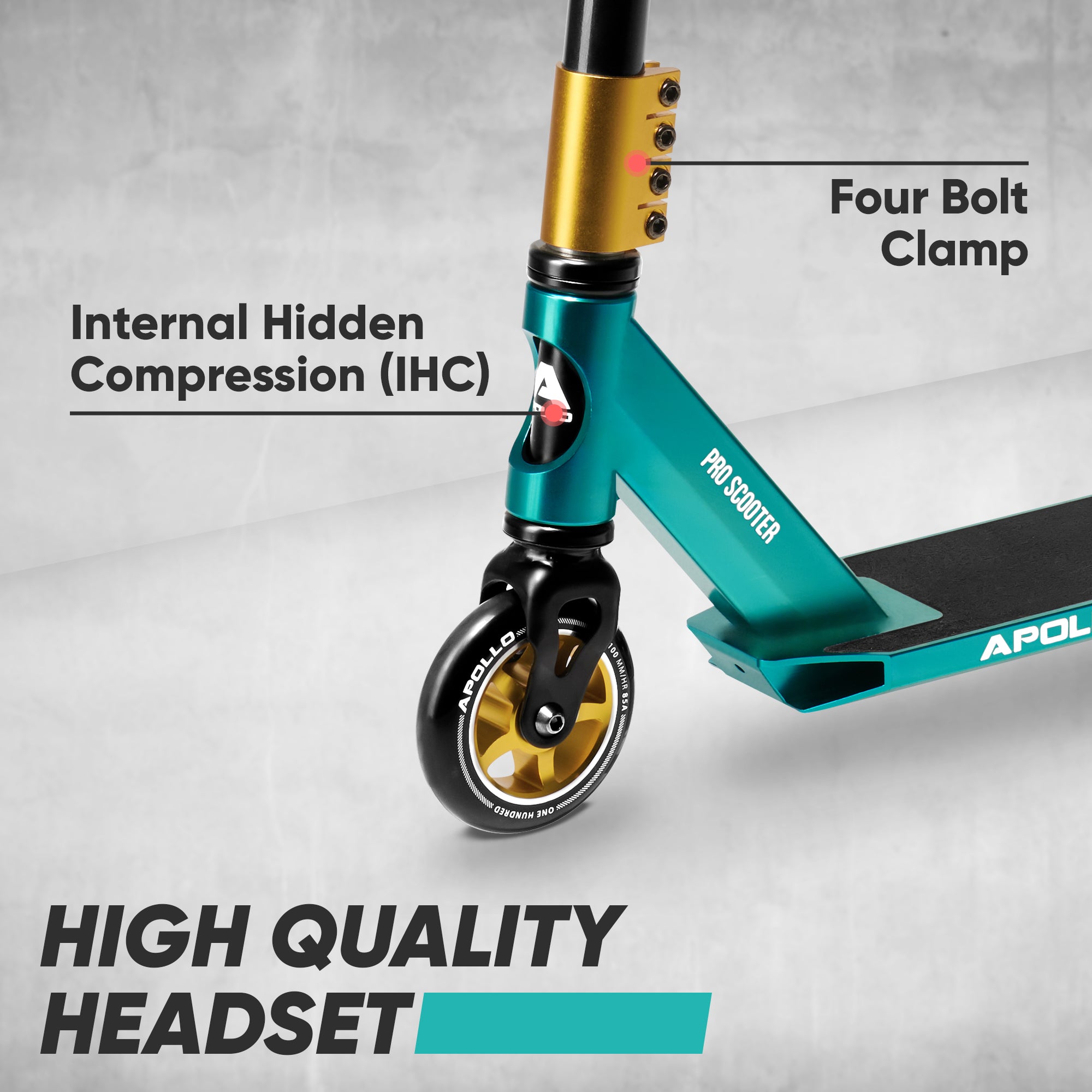 Apollo - Stunt Scooter - Star Pro - HighQuality eloxierter Profi Stunt Scooter - Noir Menthe Or