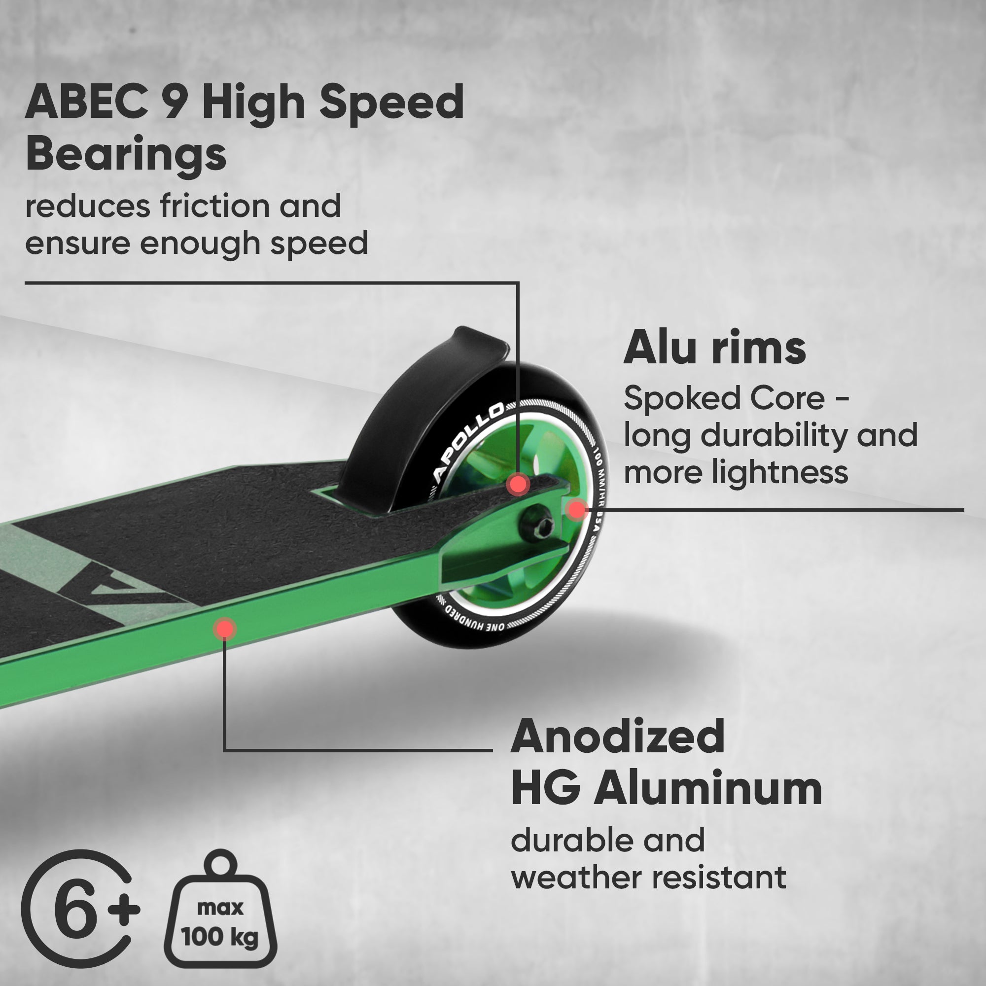 Apollo - Stunt Scooter - Star Pro - HighQuality eloxierter Profi Stunt Scooter - Vert