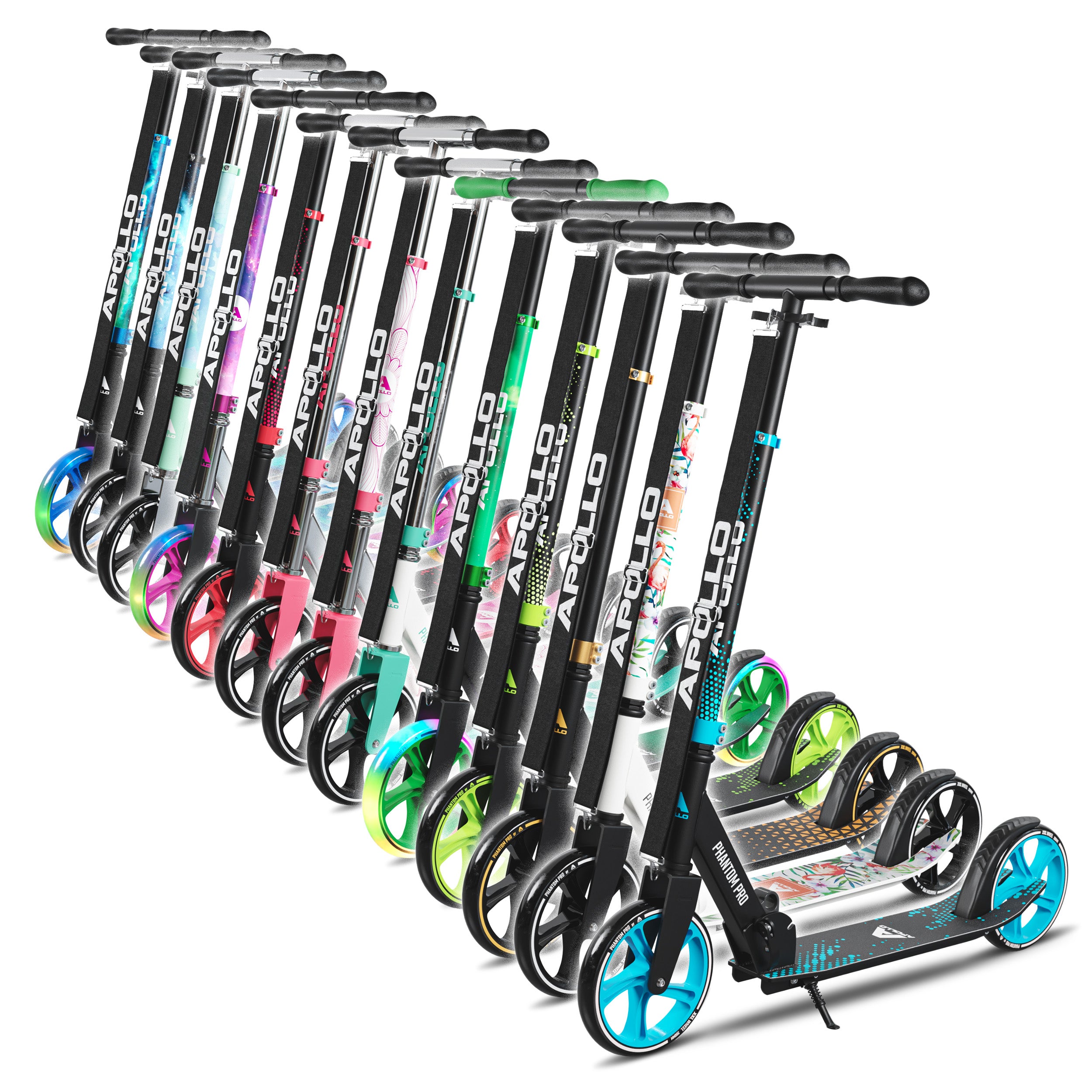 Apollo - Trottinette avec roues XXL Phantom pour adultes et enfants - 200mm -