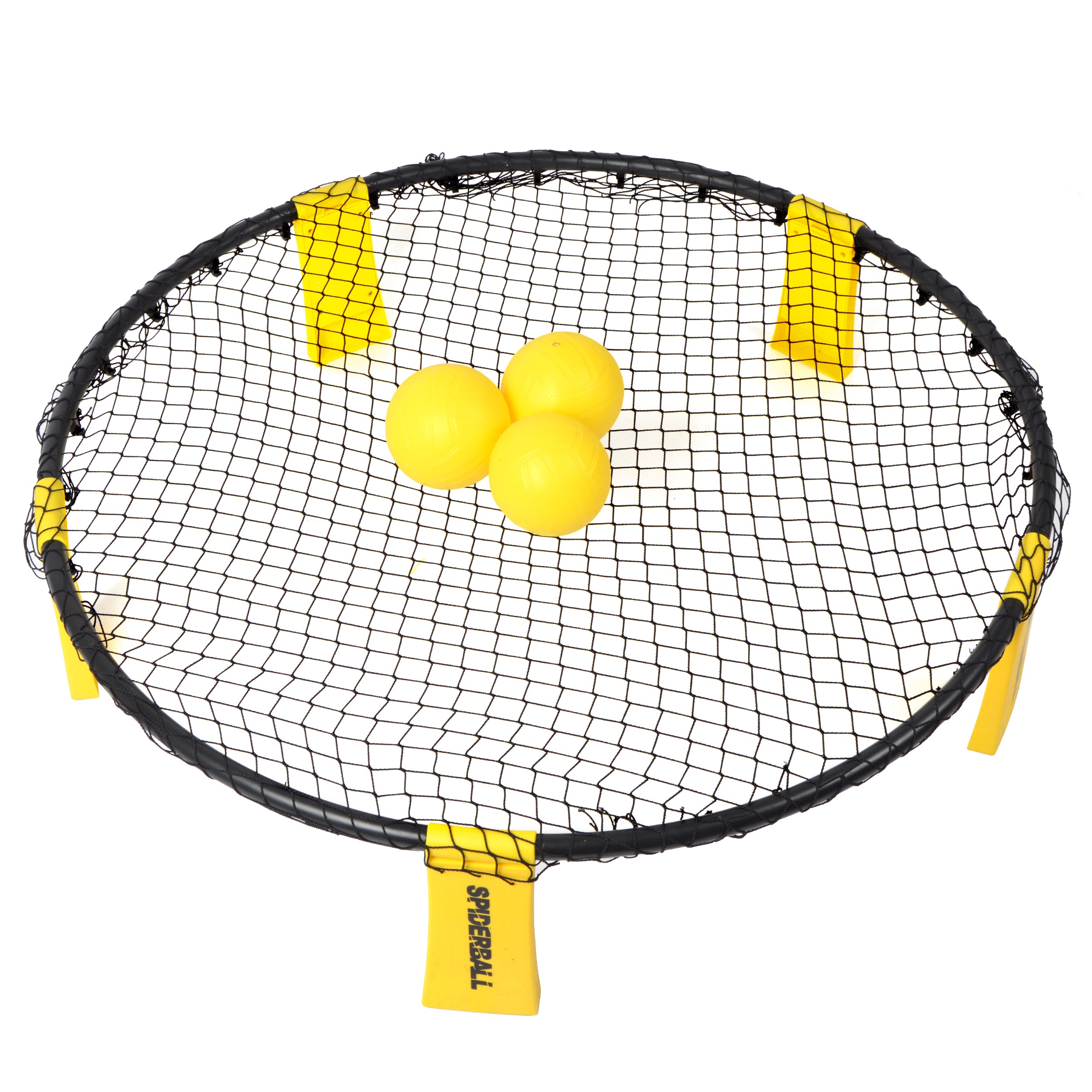 Ocean 5 - Kit de balles de la marque Spiderball - Jeu de balle avec filet - 3 balles et sac de rangement - Jaune