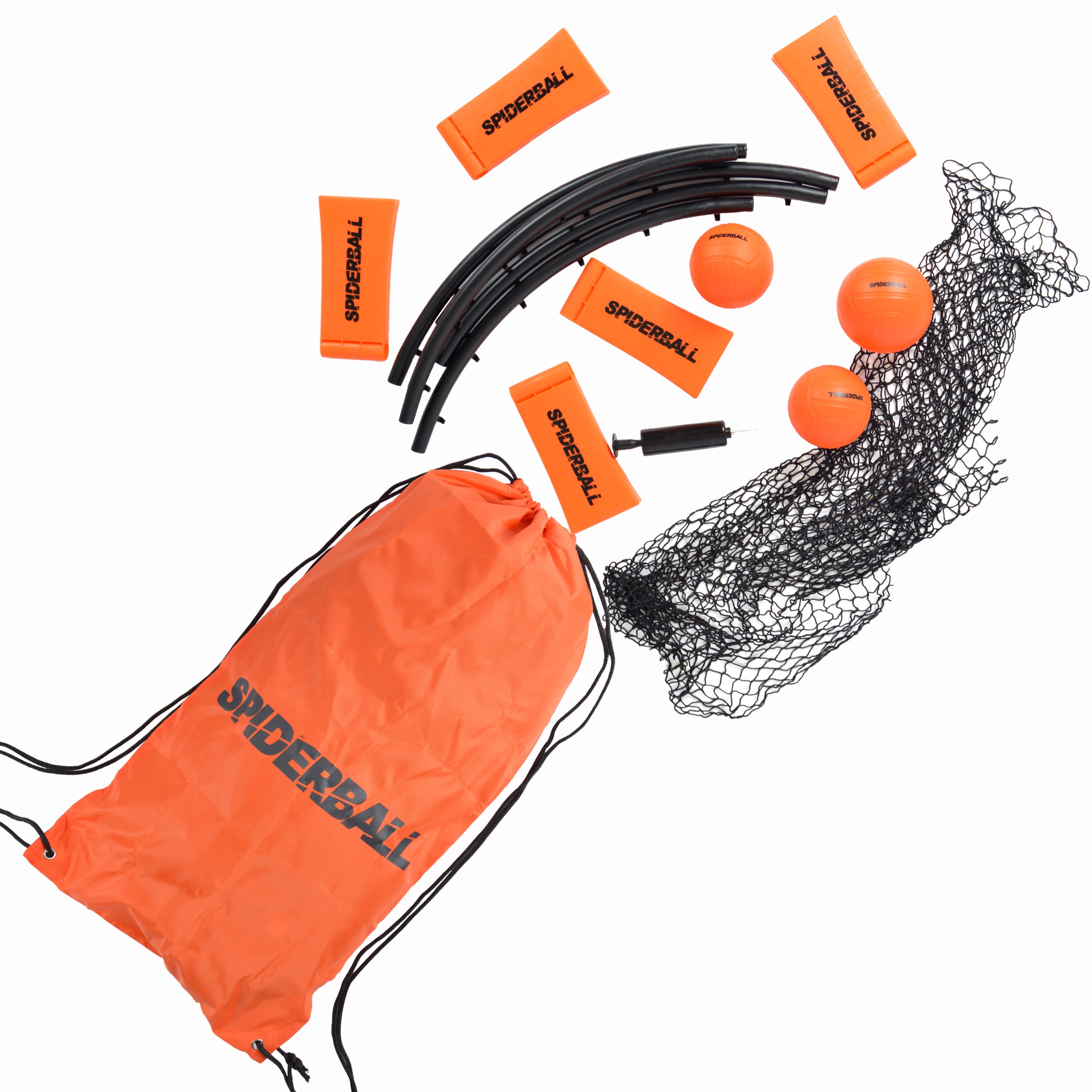 Ocean 5 - Kit de balles de la marque Spiderball - Jeu de balle avec filet - 3 balles et sac de rangement - Orange