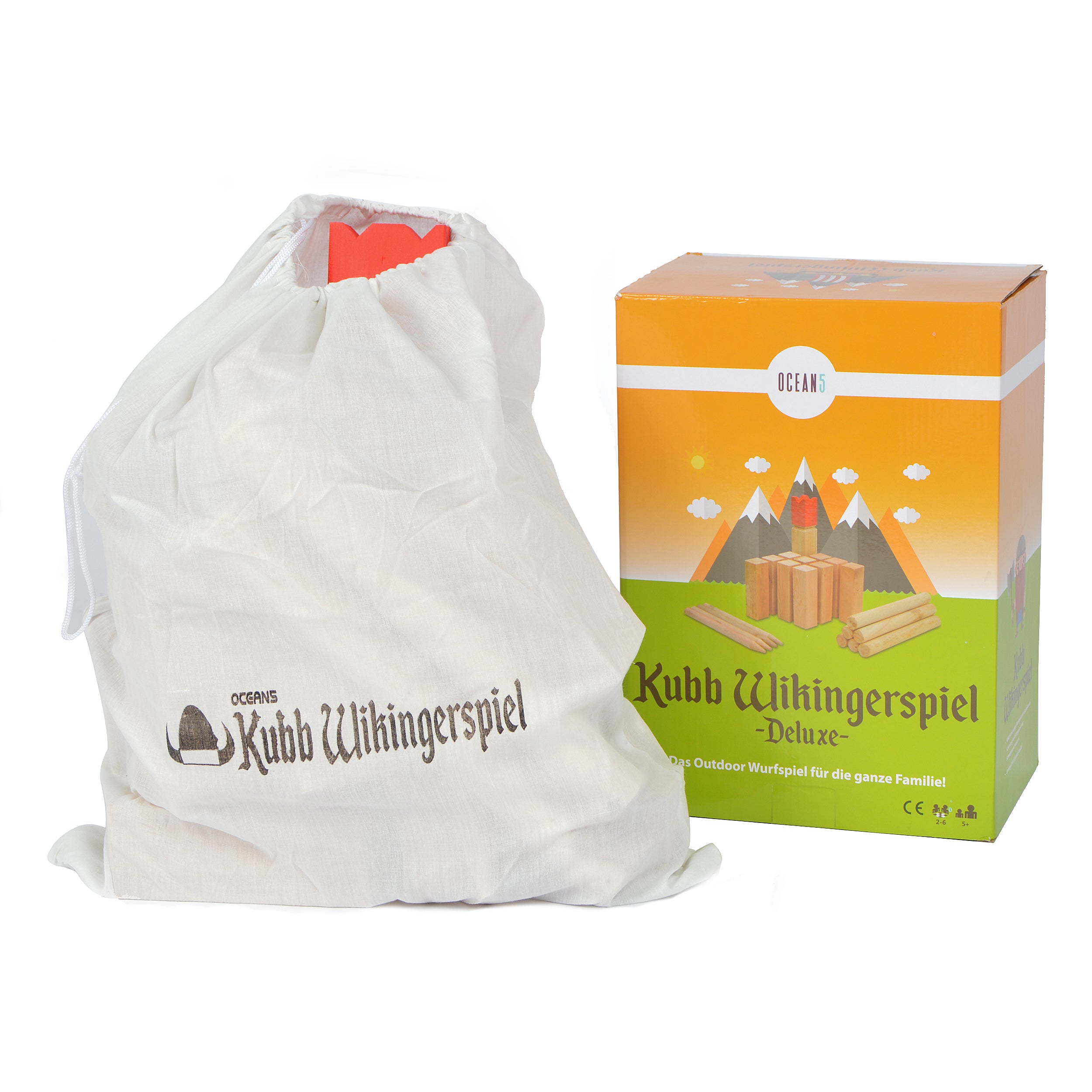 Ocean5 - Kubb - Original Jeu de Société Viking - Jeu en Bois Premium Ocean5 - Kubb - Deluxe - 30 x 7 cm (H B)