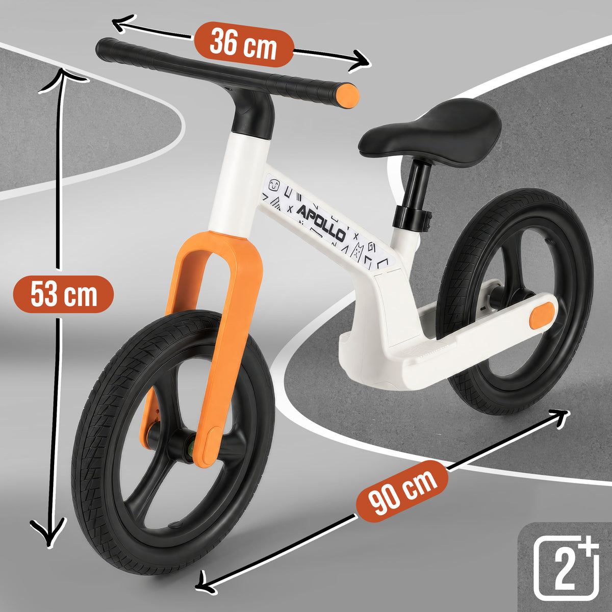Apollo Funsport France - Draisienne LED Trailbuddy pour enfants dès 2 ans – Draisienne 12 pouces avec éclairage - Blanc