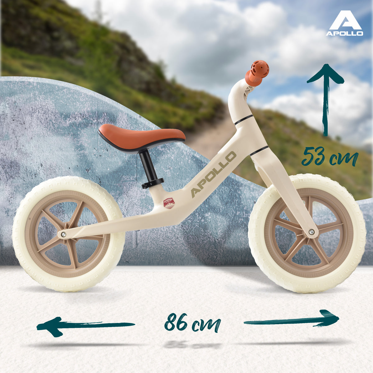 Apollo Funsport France - Draisienne Trailbuddy dès 2 ans – Draisienne enfant 12 pouces - Beige
