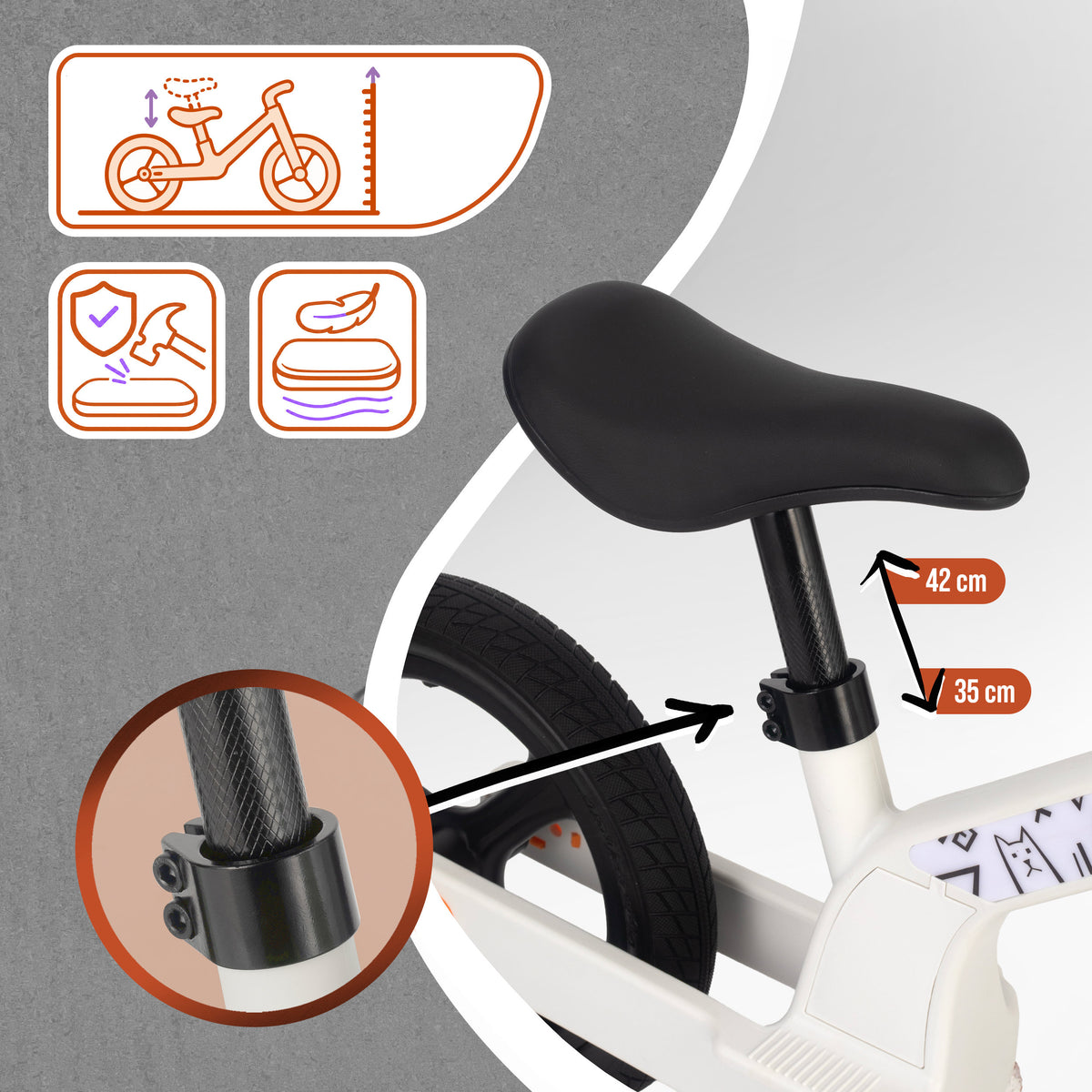 Apollo Funsport France - Draisienne LED Trailbuddy pour enfants dès 2 ans – Draisienne 12 pouces avec éclairage - Blanc